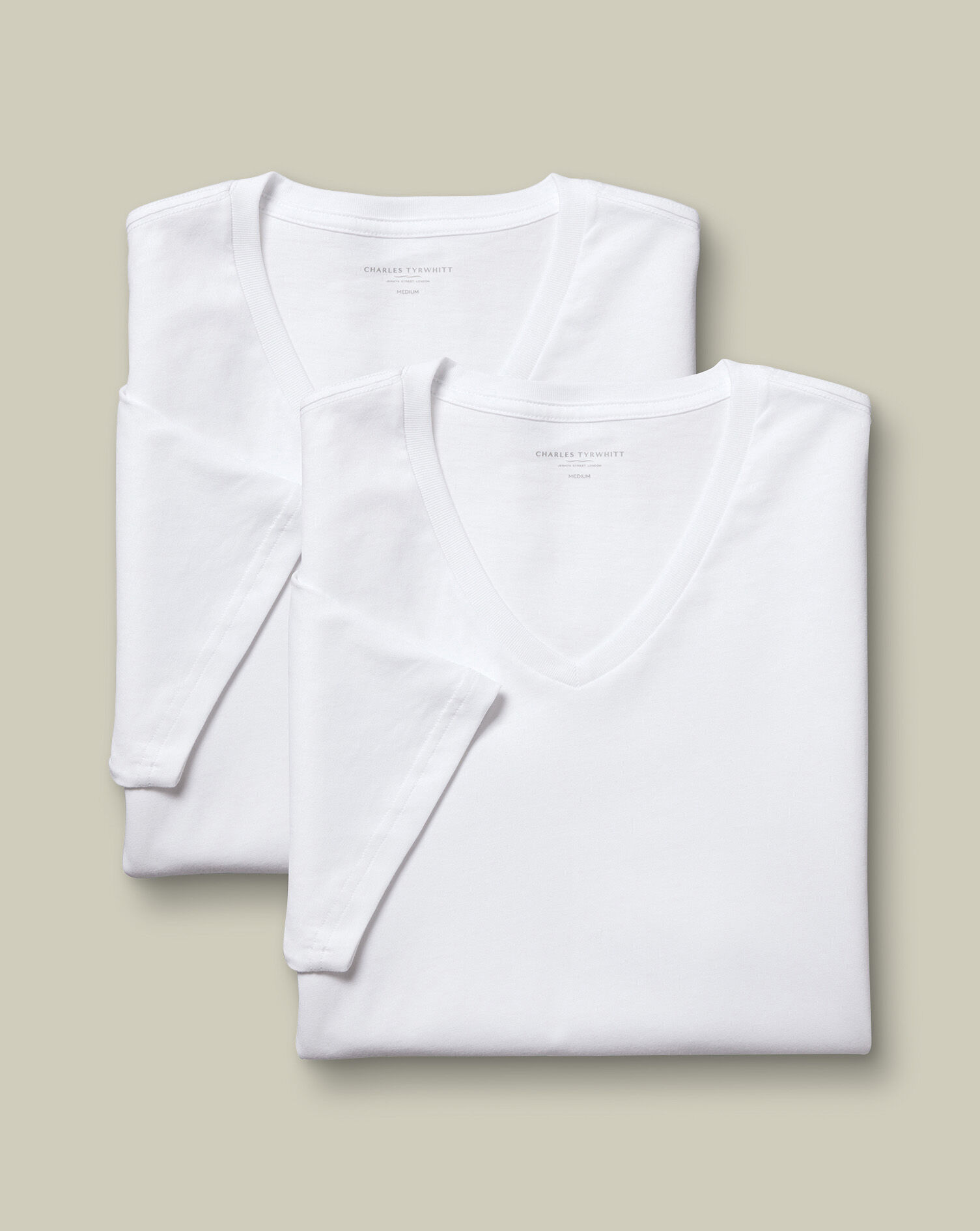 2 Pack V-Neck Cotton T-Shirt - White