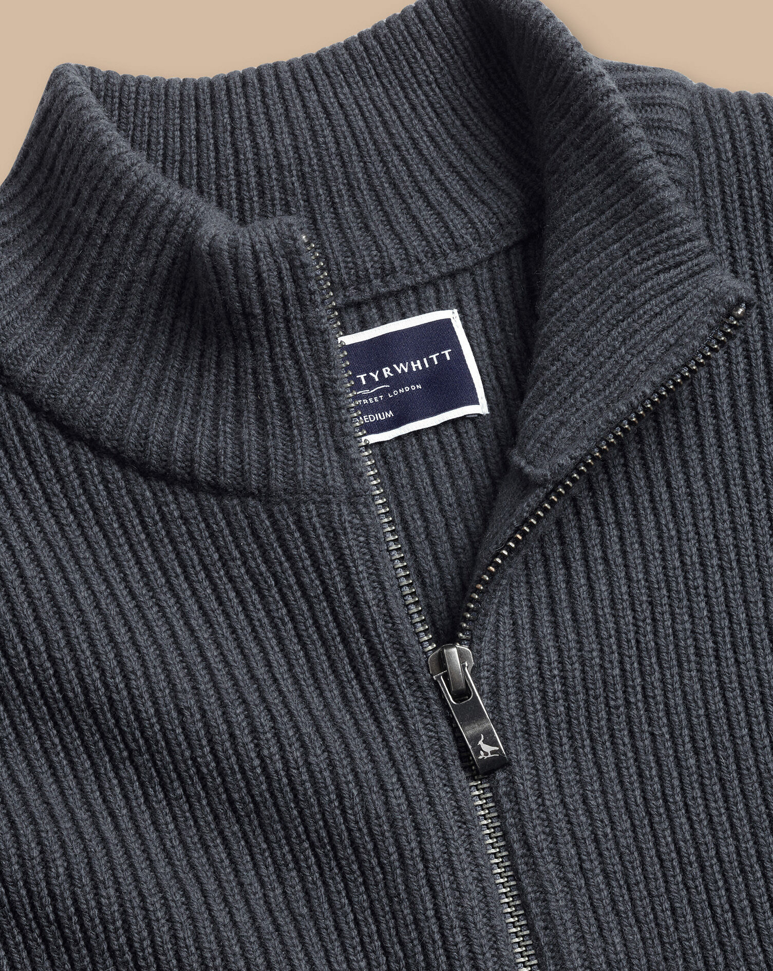 Chunky Zip Funnel Neck Cardigan - Slate Gray