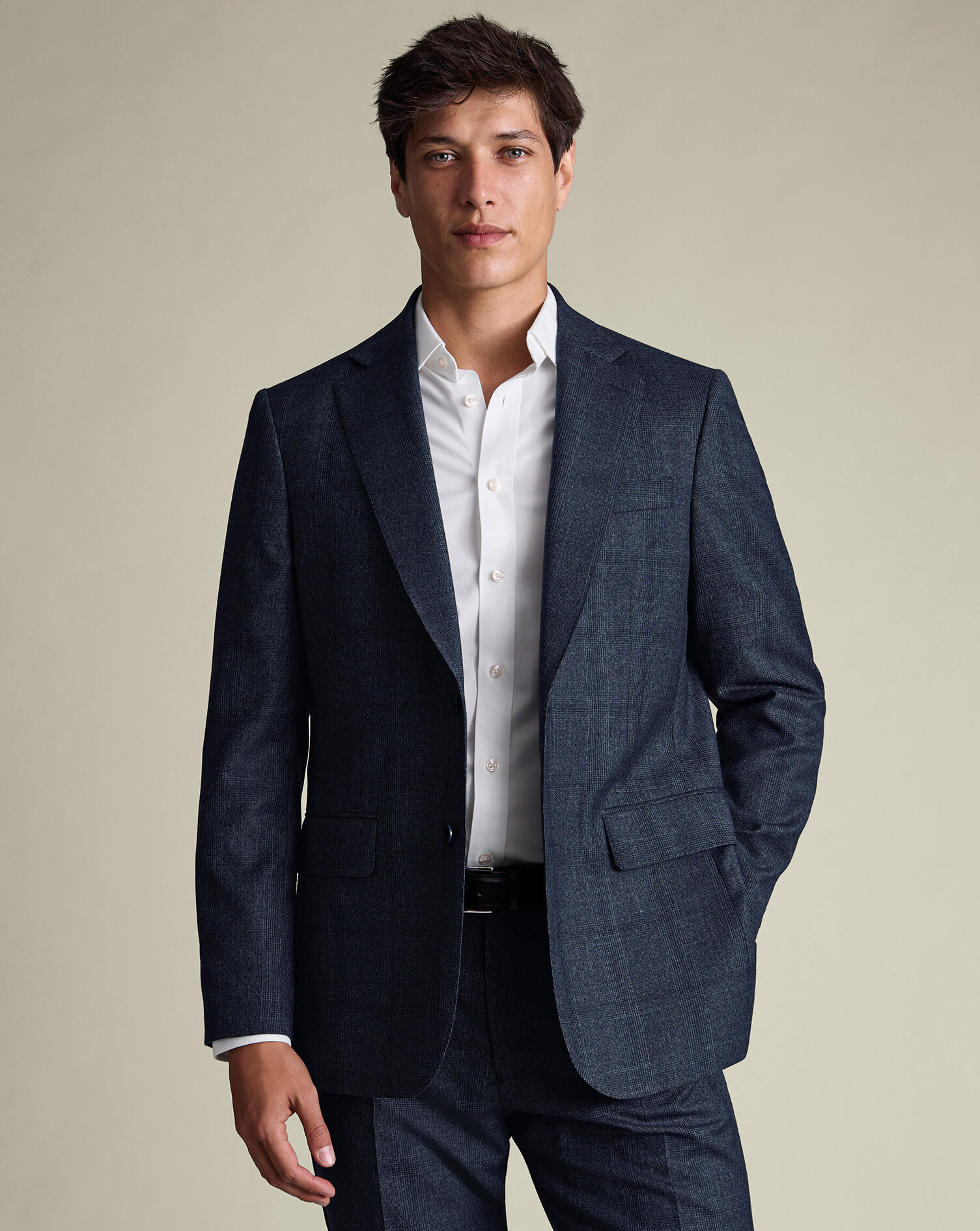 Ultimate Performance Check Suit Jacket - Steel Blue