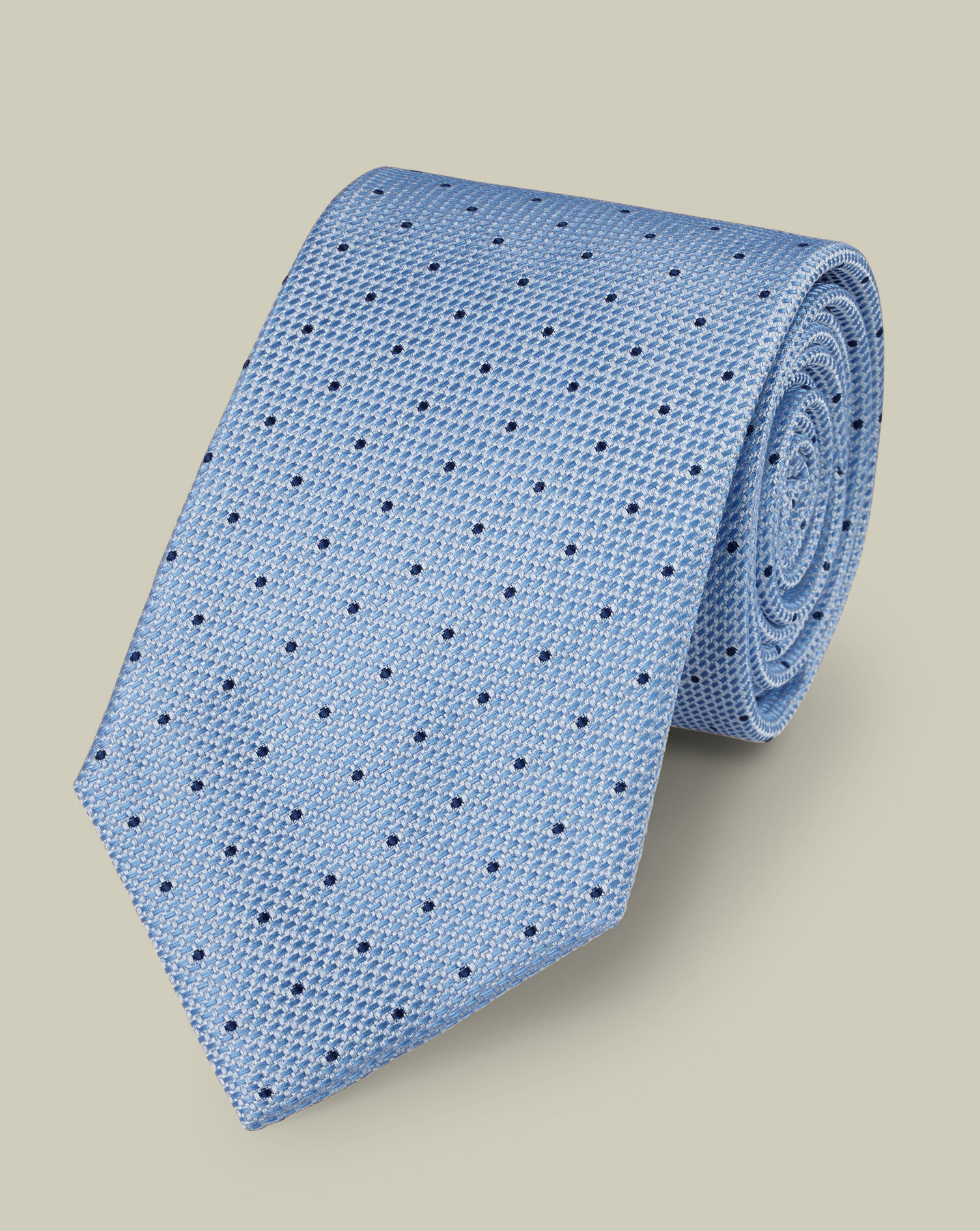 Stain Resistant Spot Silk Tie - Sky & French Blue