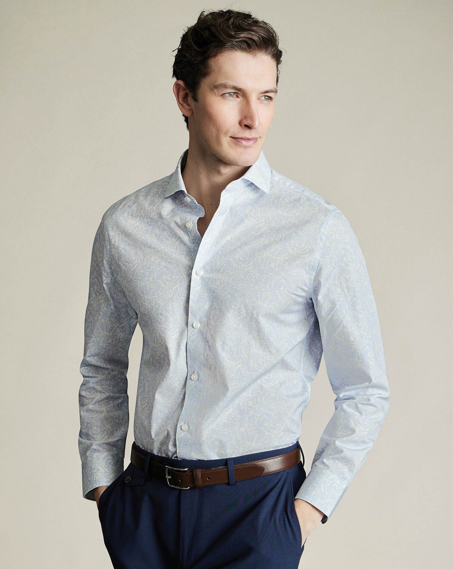 Made with Liberty Fabric Floral Shirt - Light Blue