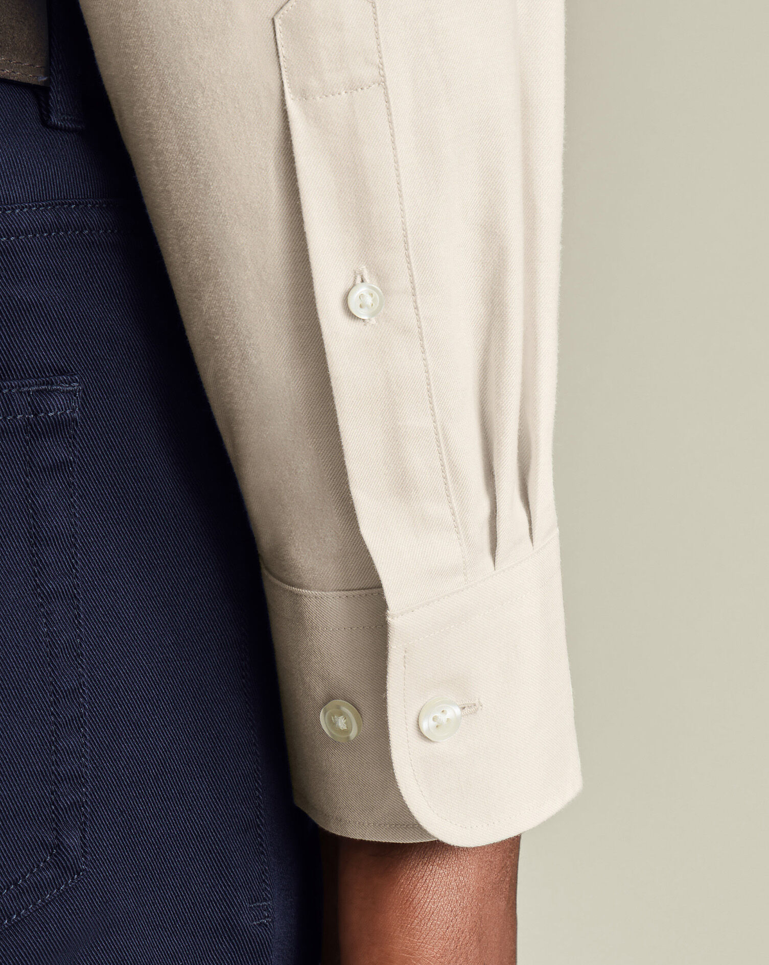 Brushed Cotton Twill Shirt - Cream