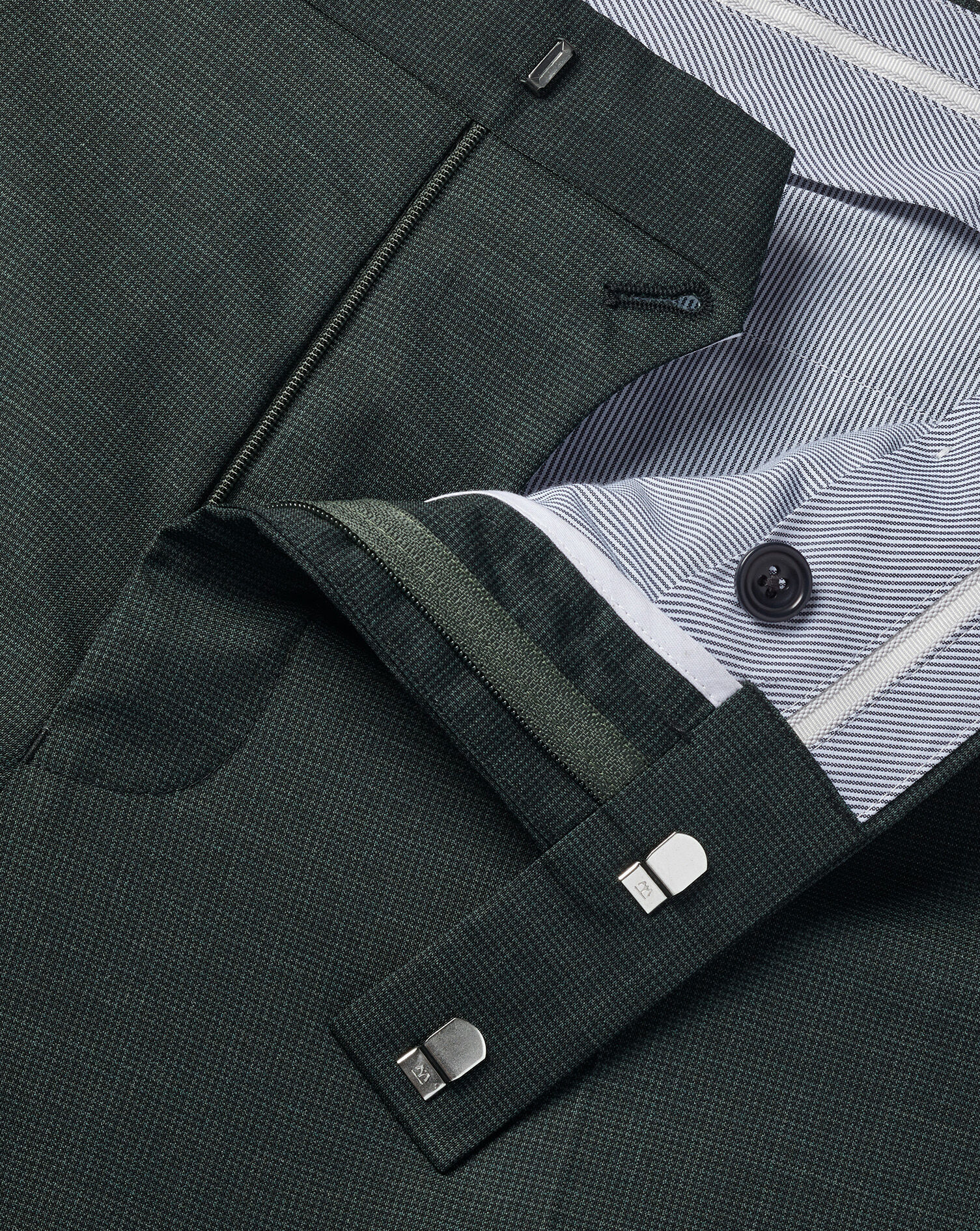Italian Puppytooth Suit Pants - Forest Green