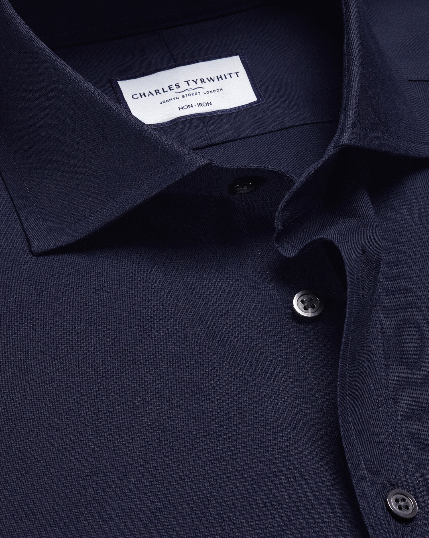 Spread Collar Non-Iron Twill Shirt - Navy