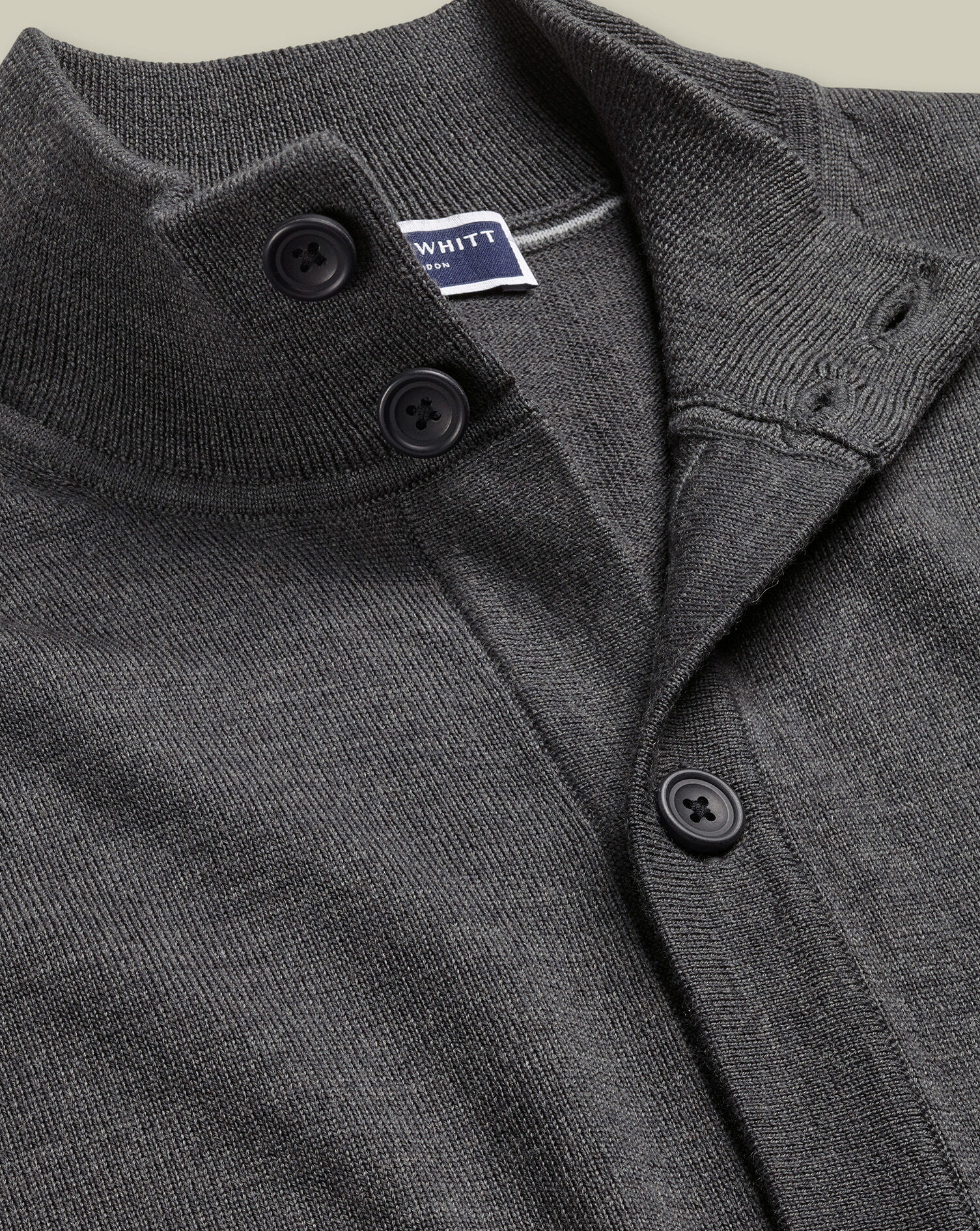 Merino Button Through Funnel Neck Cardigan - Gray