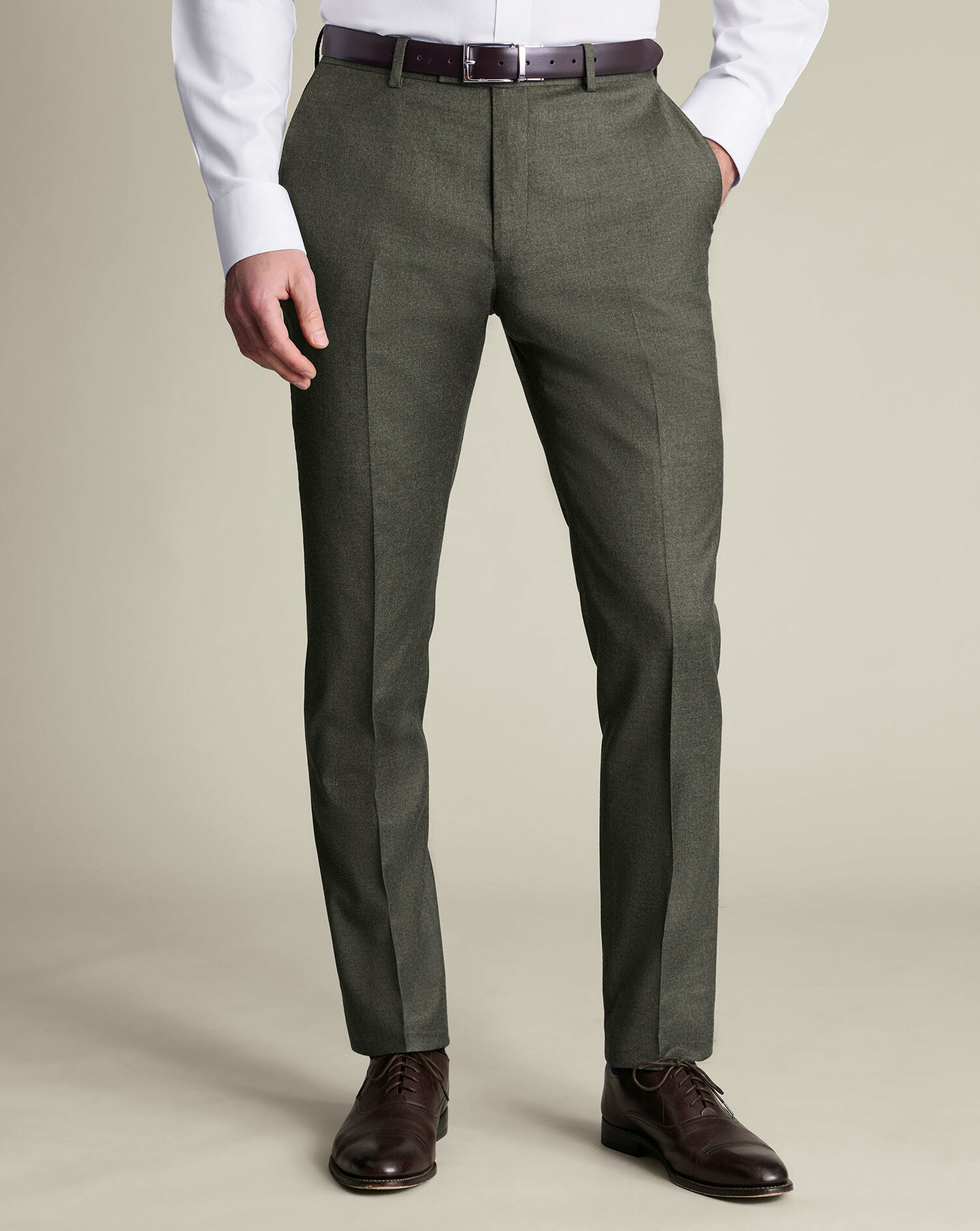 Italian Flannel Suit - Olive Green