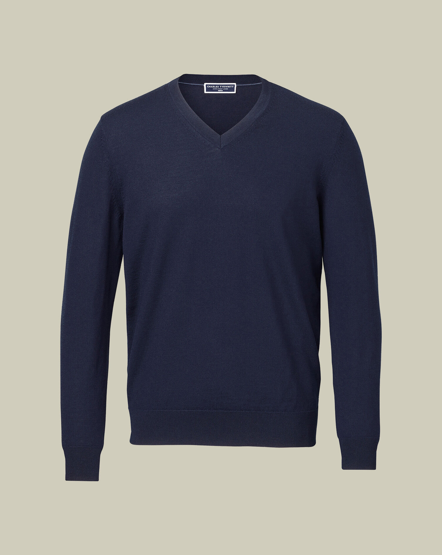 Pure Merino V-Neck Sweater - Navy