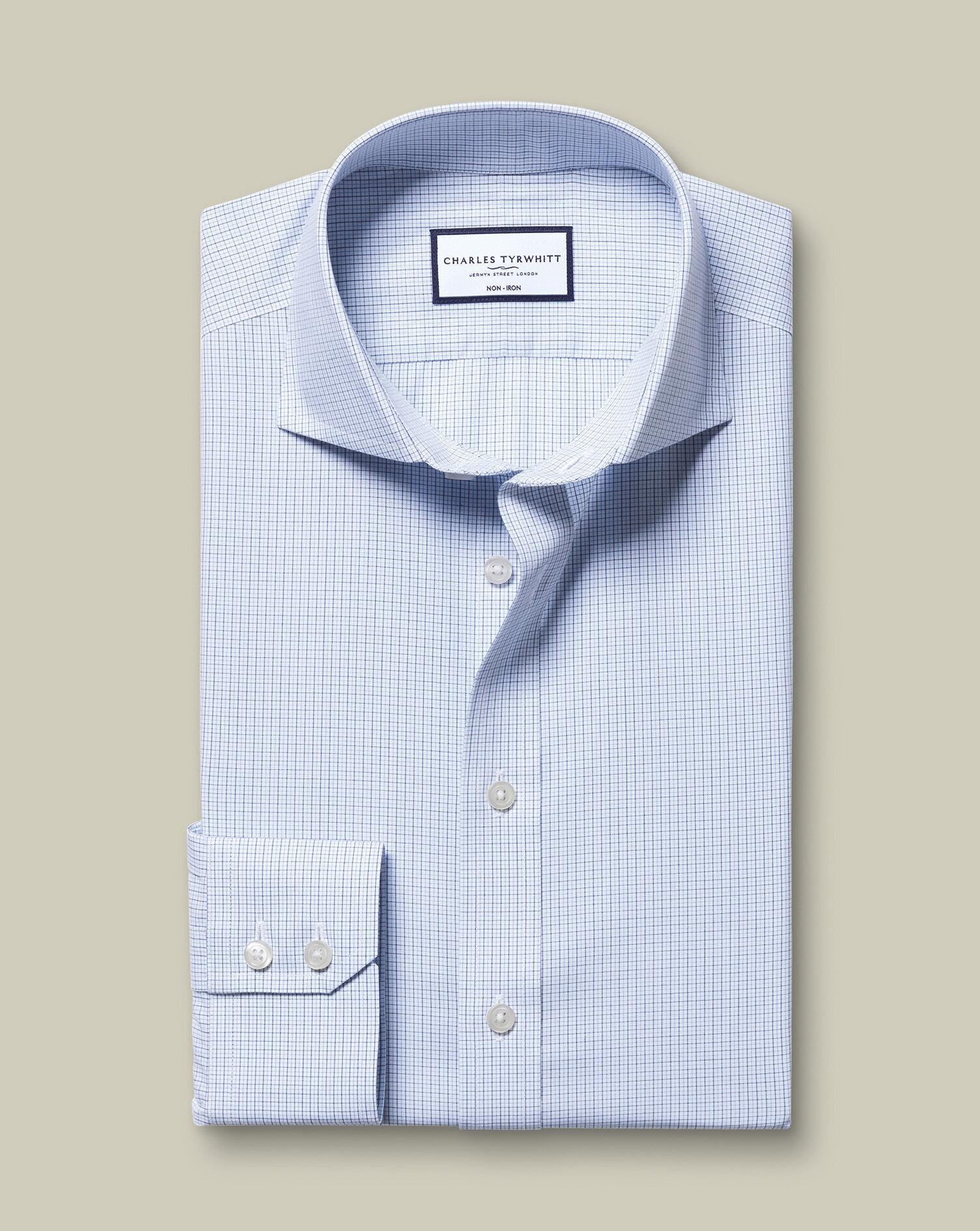 Non-Iron Poplin Check Shirt - Cobalt Blue