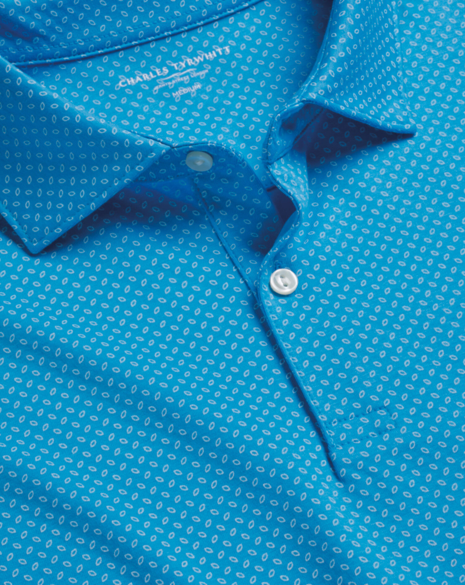 Performance Geo Print Polo - Turquoise