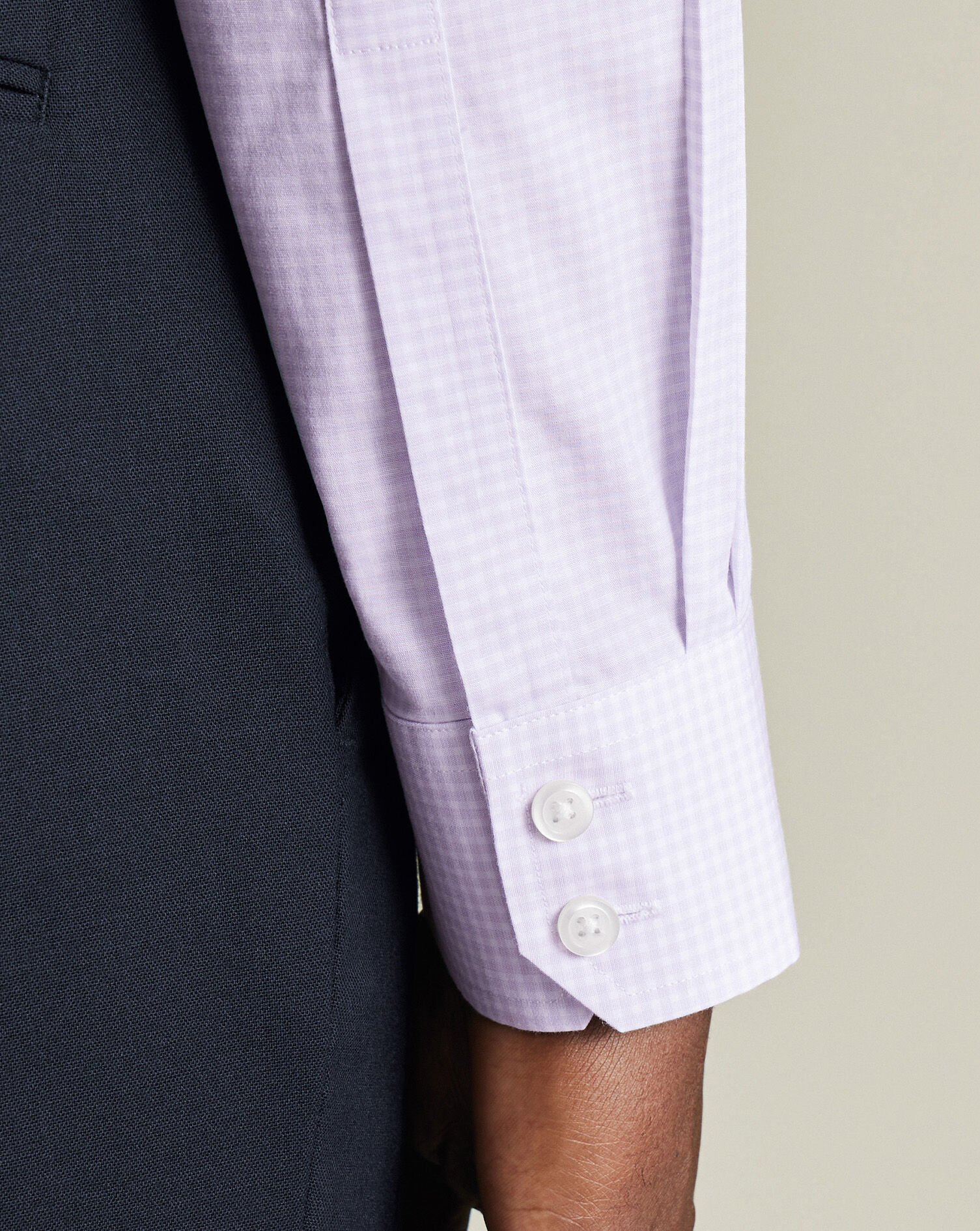 Non-Iron Poplin Gingham Shirt - Lavender