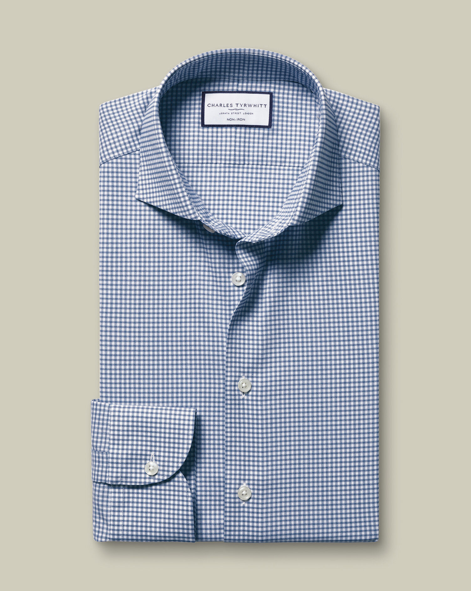 Non-Iron Performance Twill Check Shirt - Indigo Blue