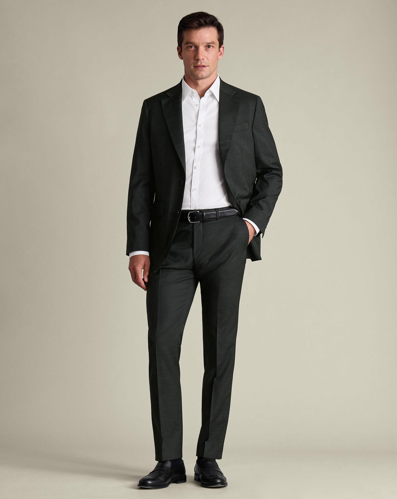 Puppytooth Italian Suit - Forest Green