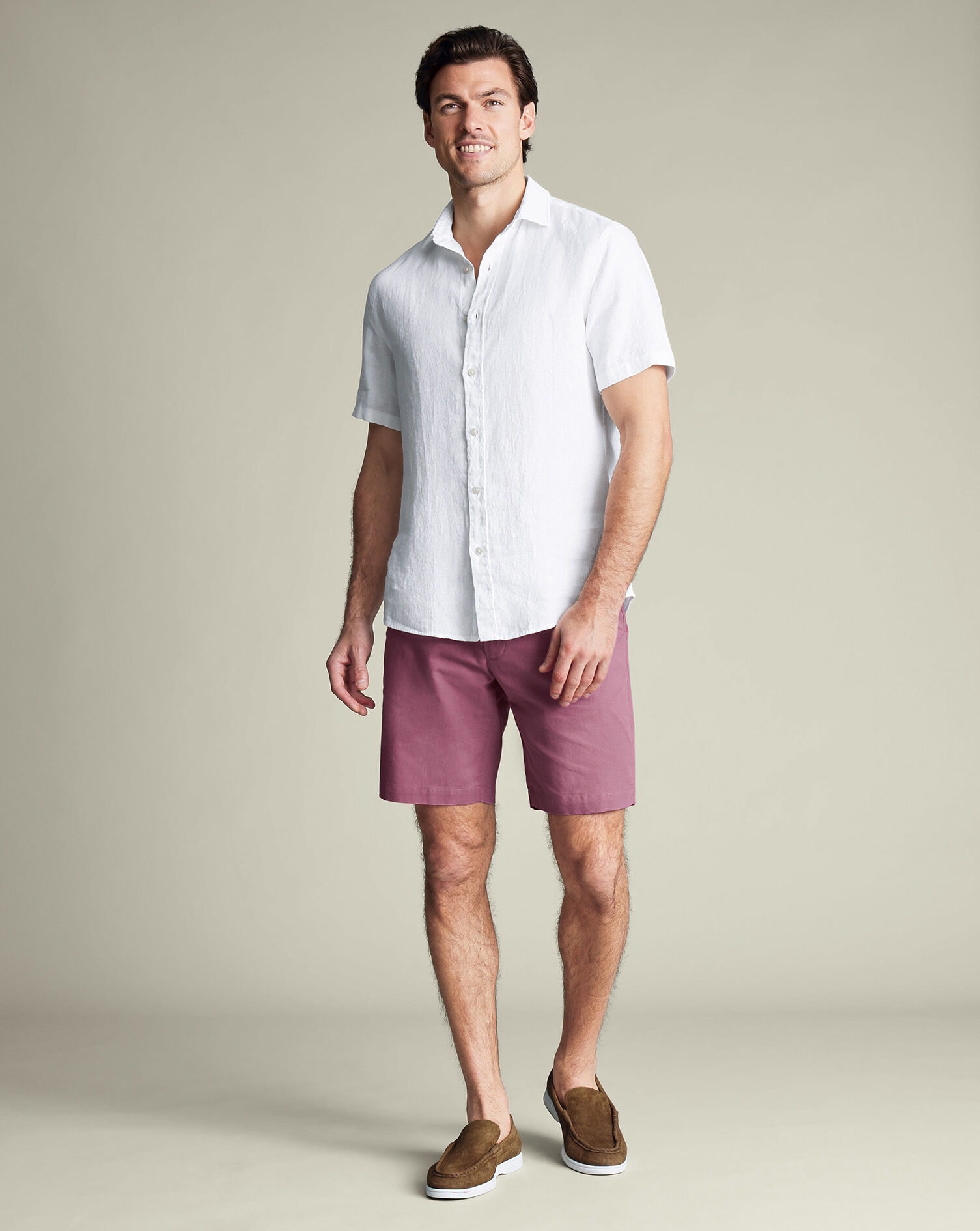Cotton Linen Shorts - Claret Pink