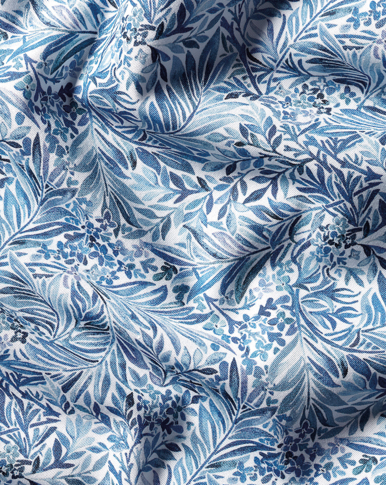 Made with Liberty Fabric Semi-Spread Linear Print Shirt - Cobalt Blue