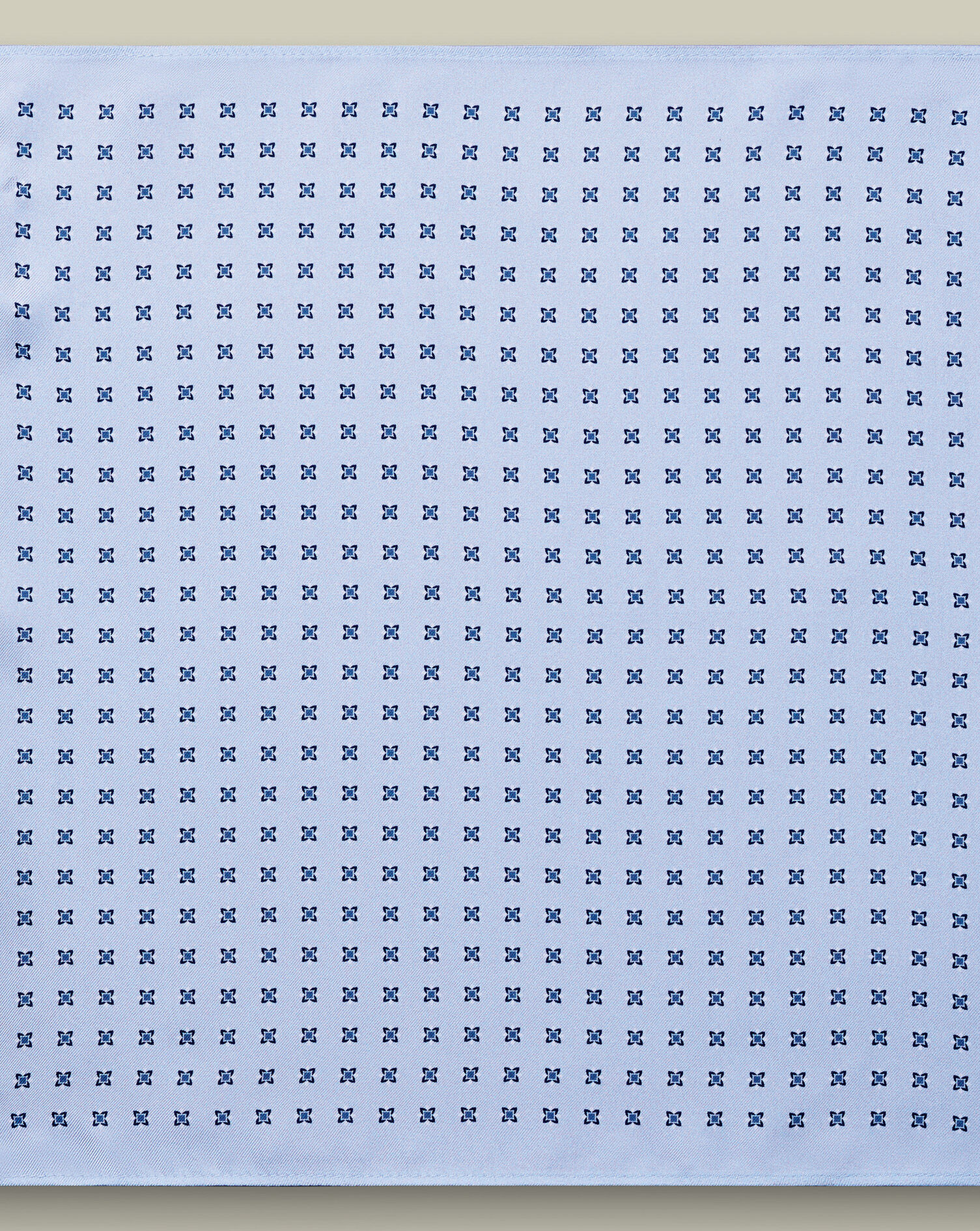 Silk Medallion Print Pocket Square - Ice Blue