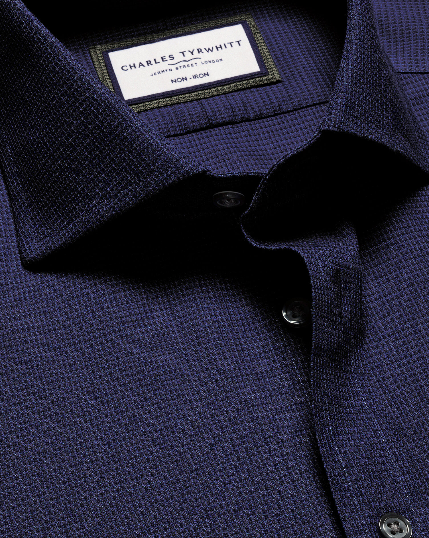 Spread Collar Non-Iron Stretch Kensington Weave Shirt - French Blue