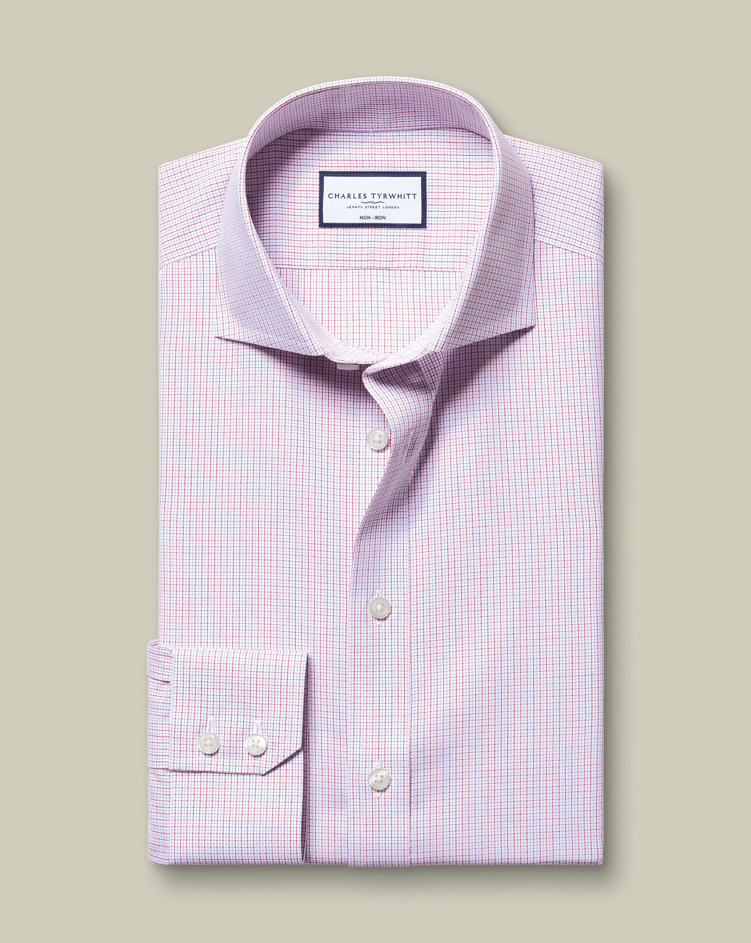 Non-Iron Poplin Check Shirt - Red & Blue