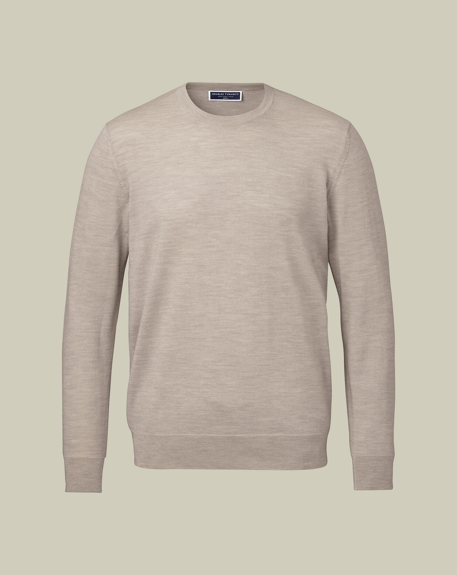 Pure Merino Crew Neck Sweater - Limestone