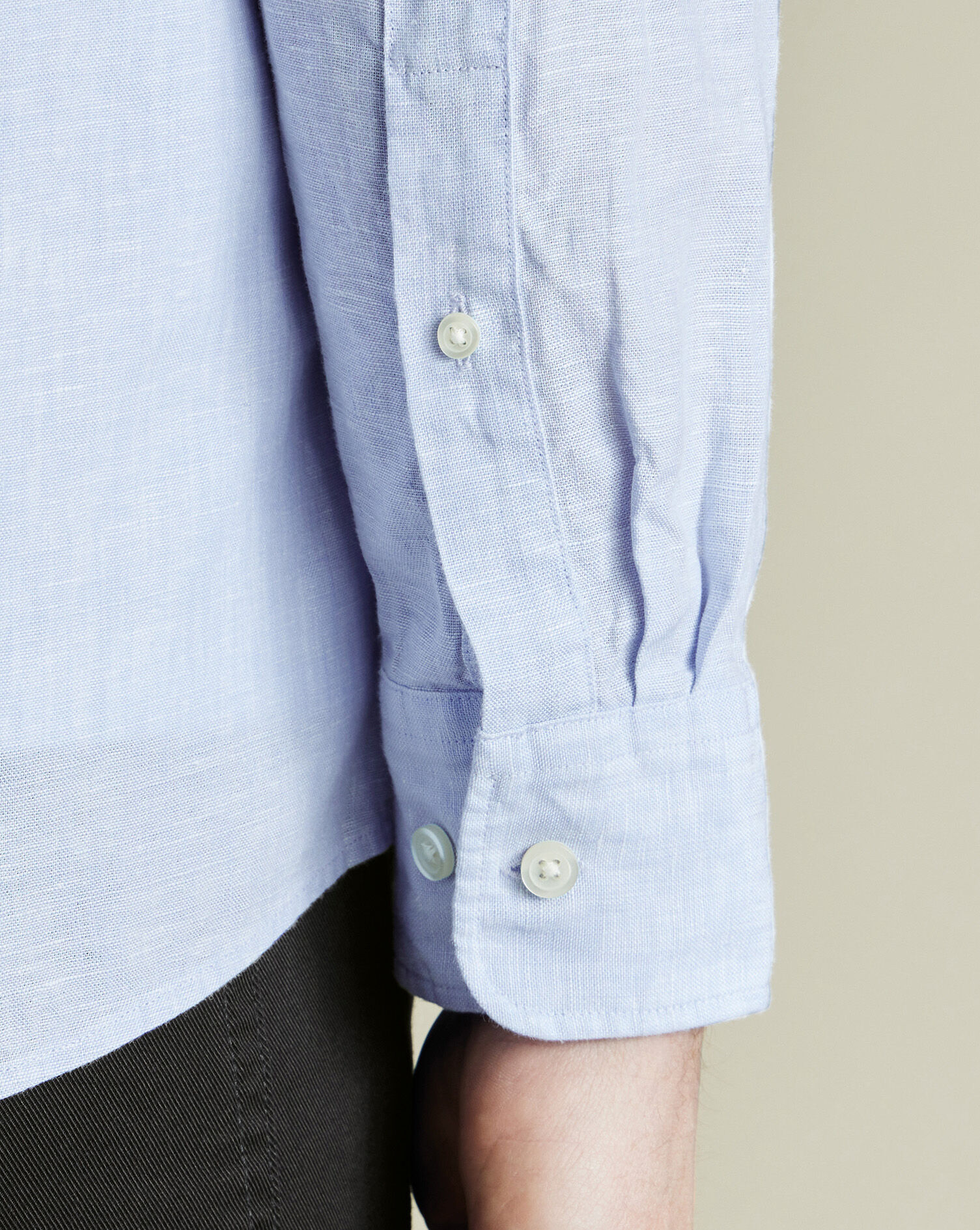 Button-Down Pure Linen Shirt - Sky Blue