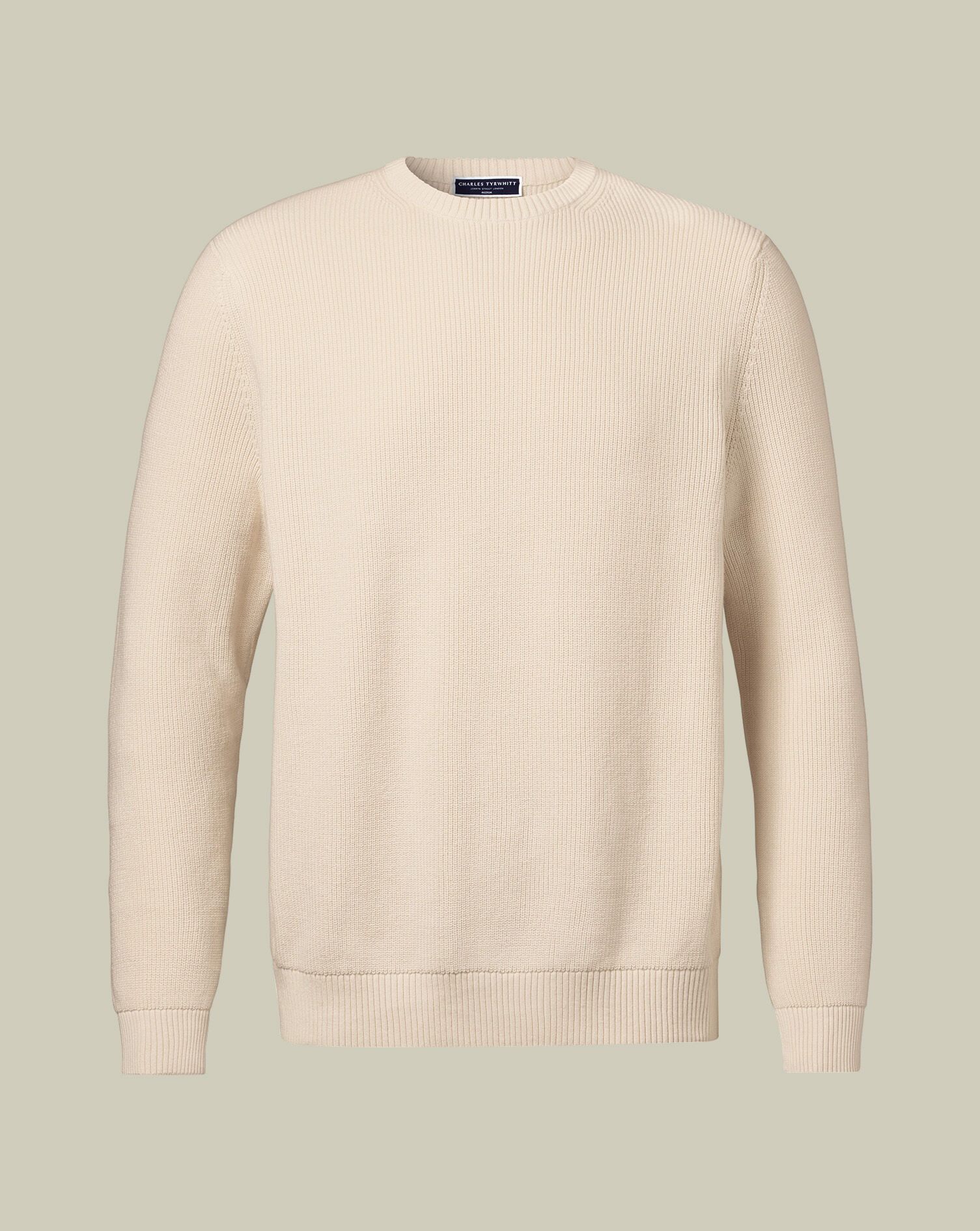 Cotton Rib Crew Neck Sweater - Cream