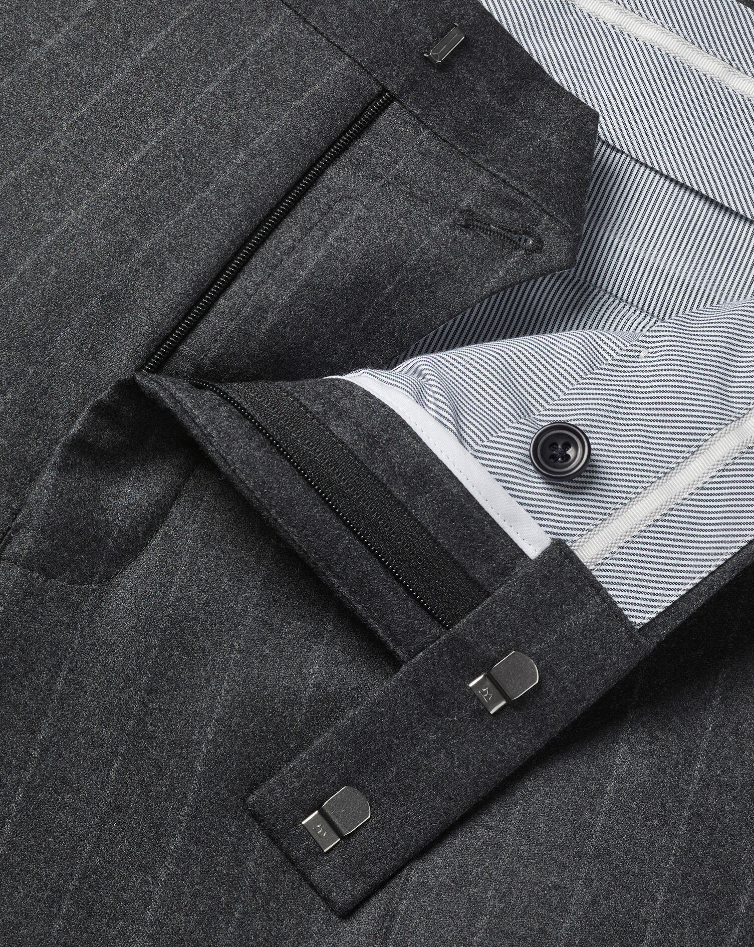 Italian Stripe Flannel Suit Pants - Charcoal Gray