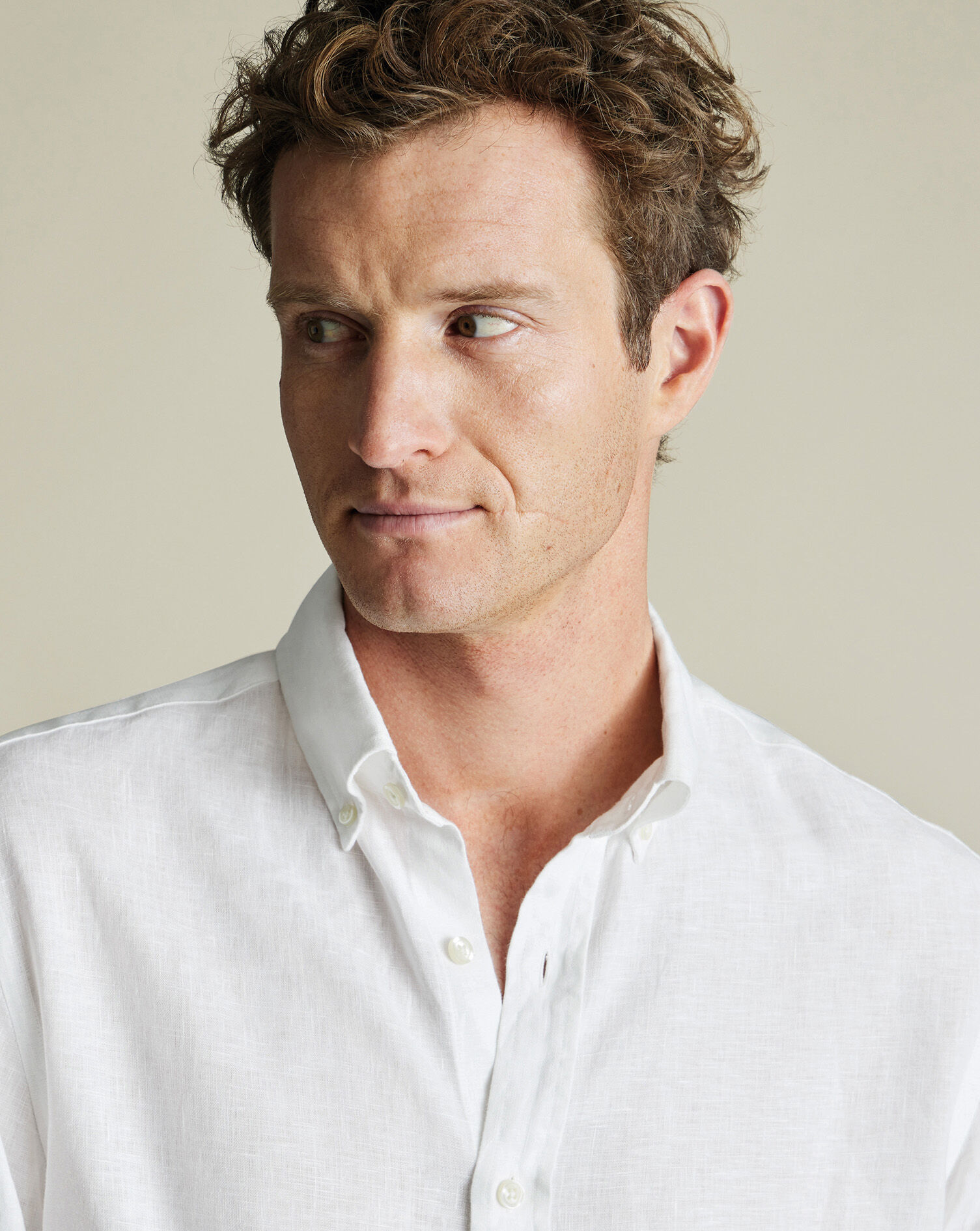 Button-Down Pure Linen Shirt - White