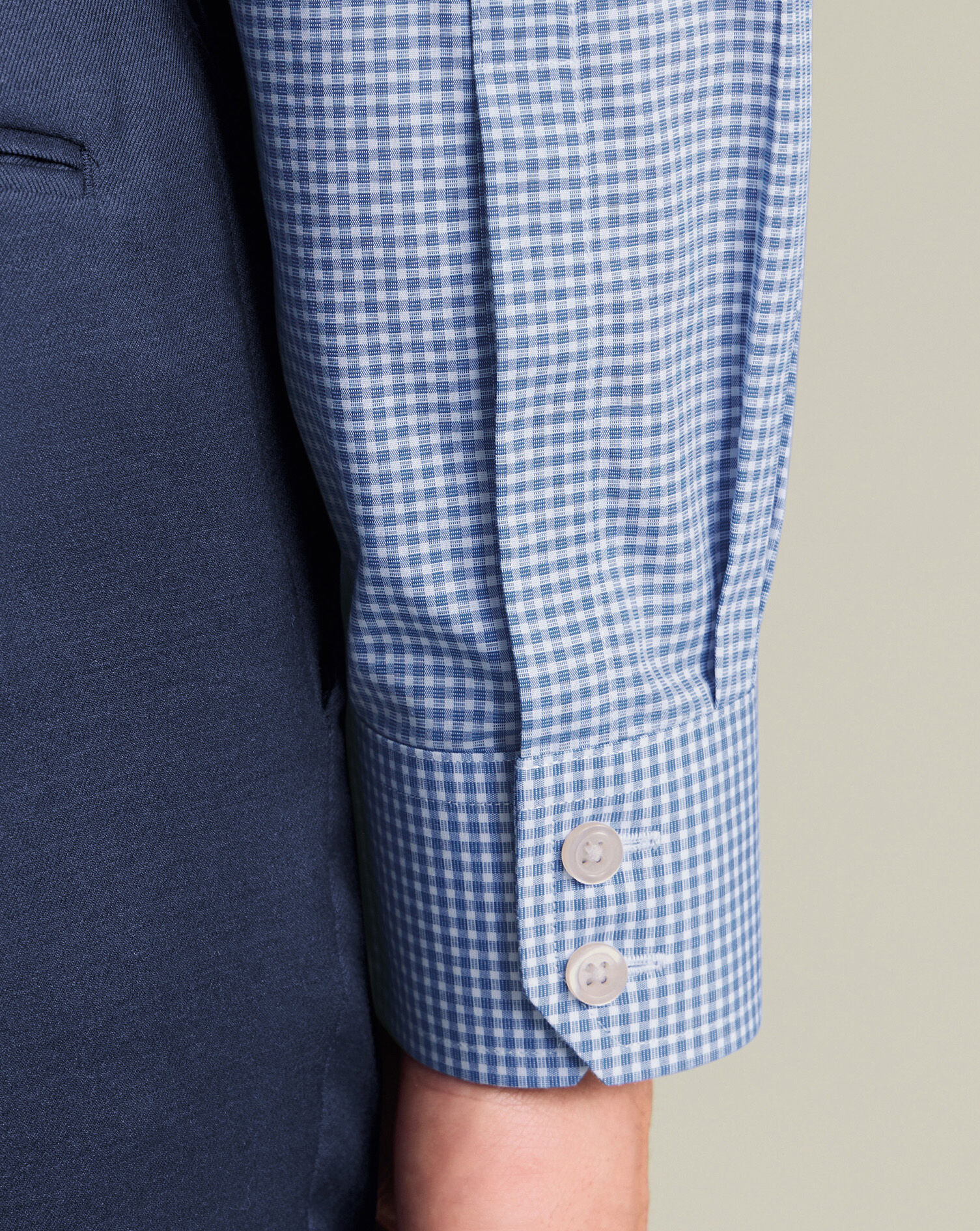Non-Iron Poplin Gingham Shirt - Royal Blue