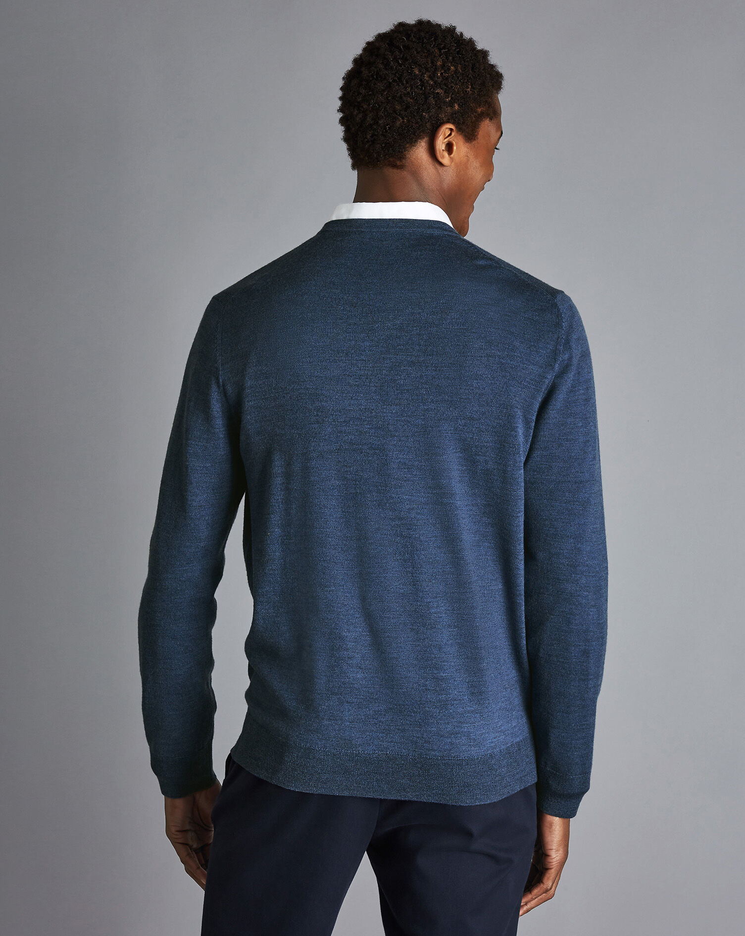 Merino V-Neck Sweater - Indigo Melange