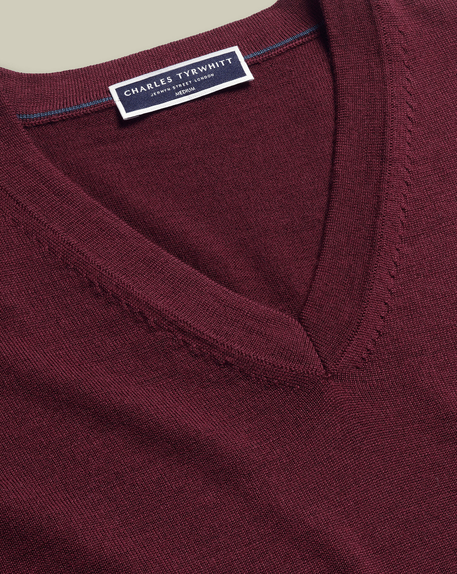 Pure Merino V-Neck Sweater - Burgundy