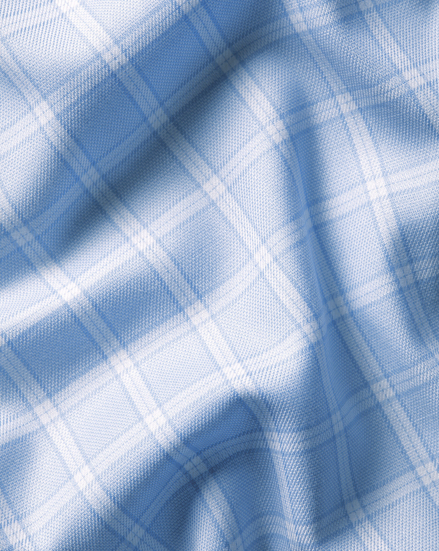 Non-Iron Twill Check Shirt - Sky Blue
