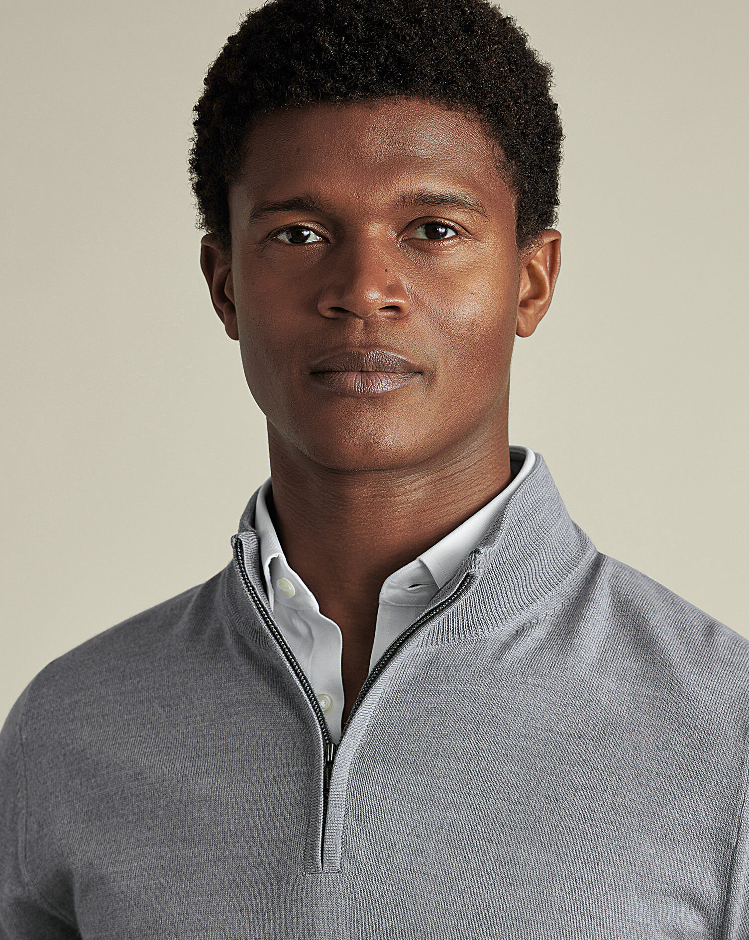 Merino Quarter Zip Sweater - Light Gray