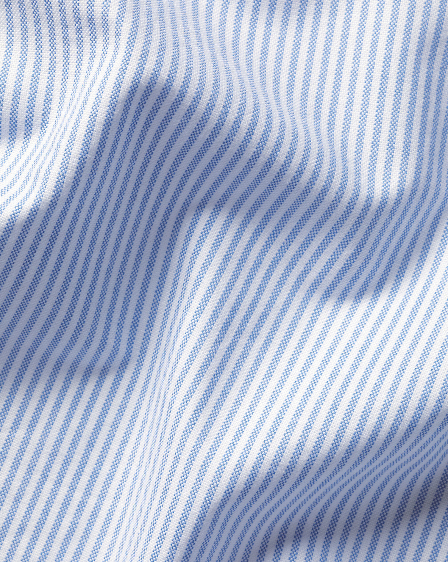 Washed Oxford Stripe Short Sleeve Shirt - Blue