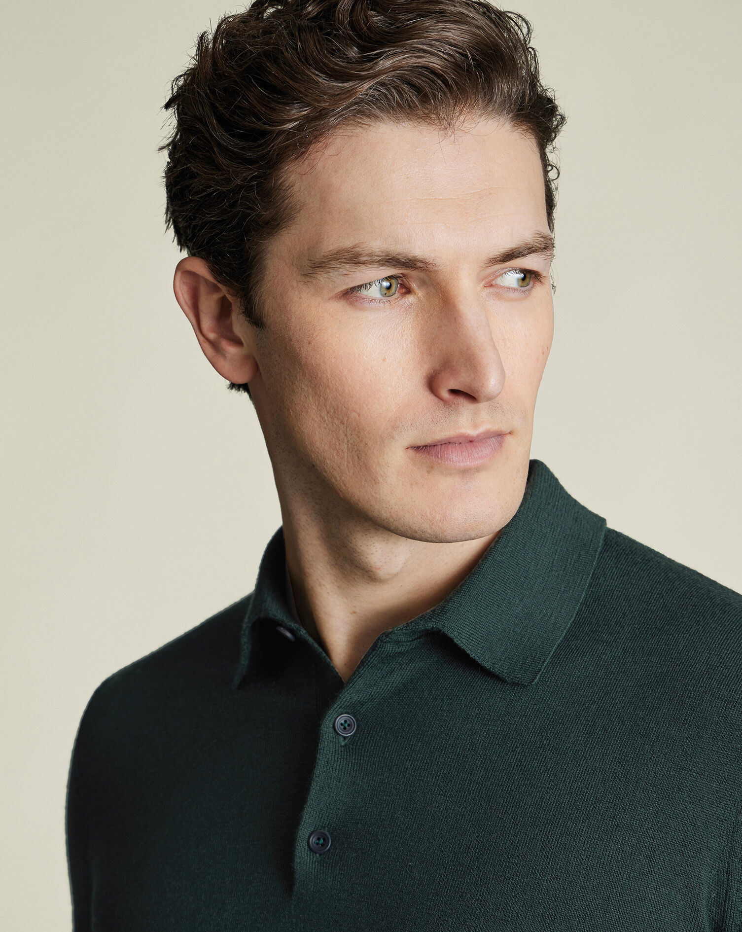 Pure Merino Knitted Polo - Forest Green