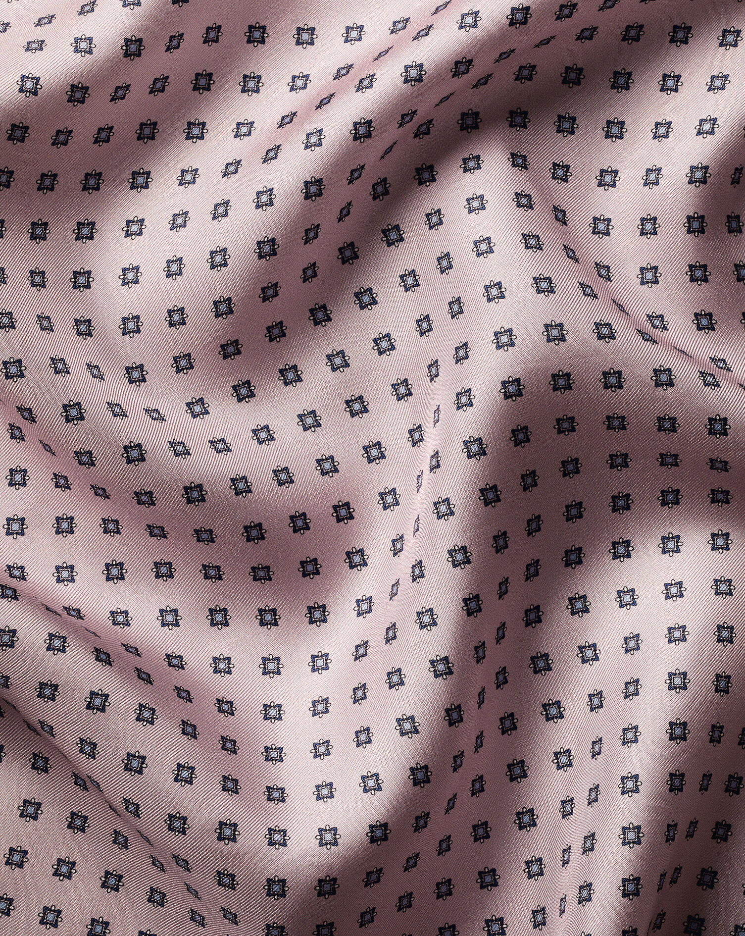Silk Medallion Print Pocket Square - Pink