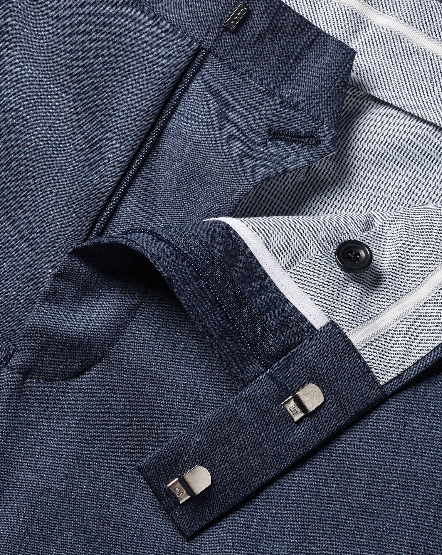 Italian Check Suit Pants -  Steel Blue