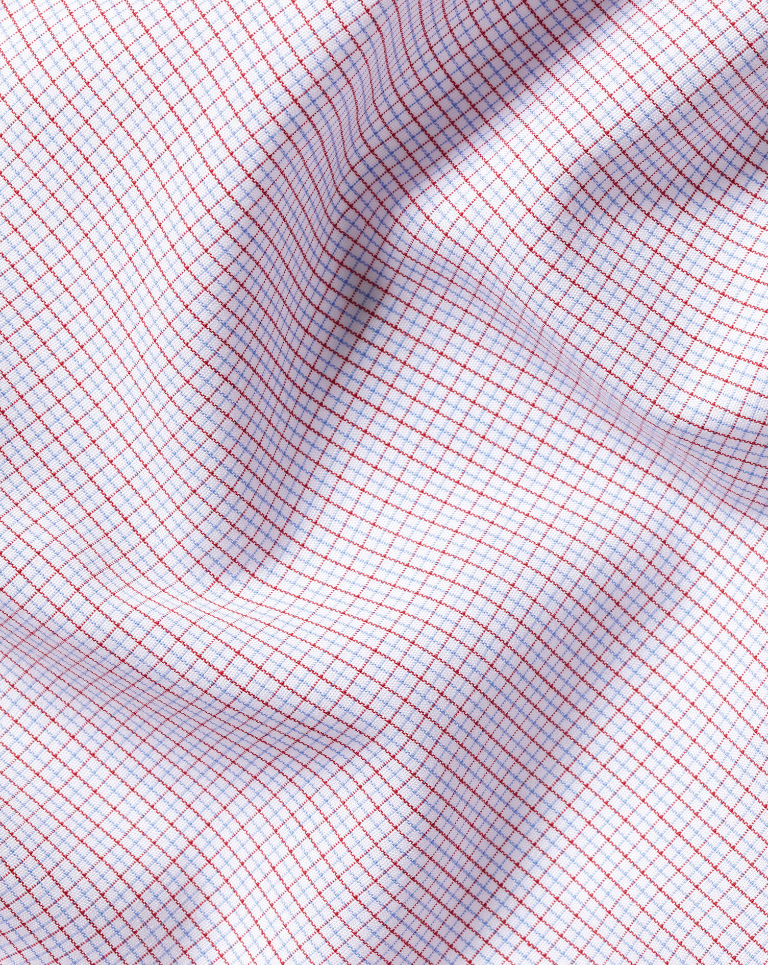 Non-Iron Poplin Check Shirt - Red & Blue