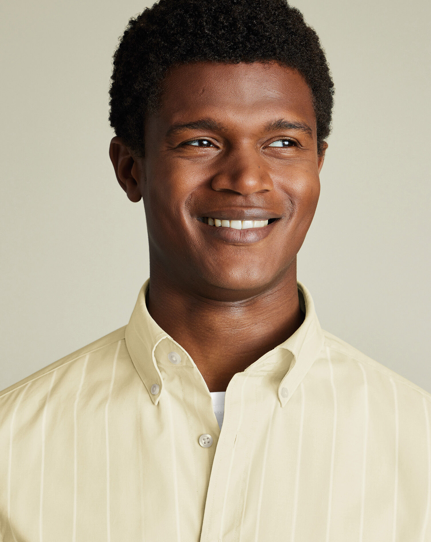 Non-Iron Stretch Poplin Slub Short Sleeve Shirt - Yellow