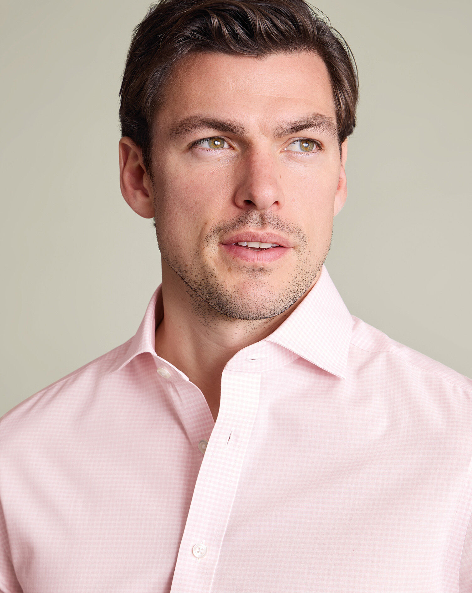Non-Iron Poplin Gingham Shirt - Pink
