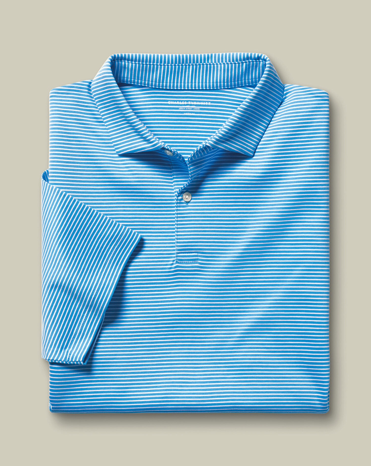 Performance Stripe Polo - Turquoise