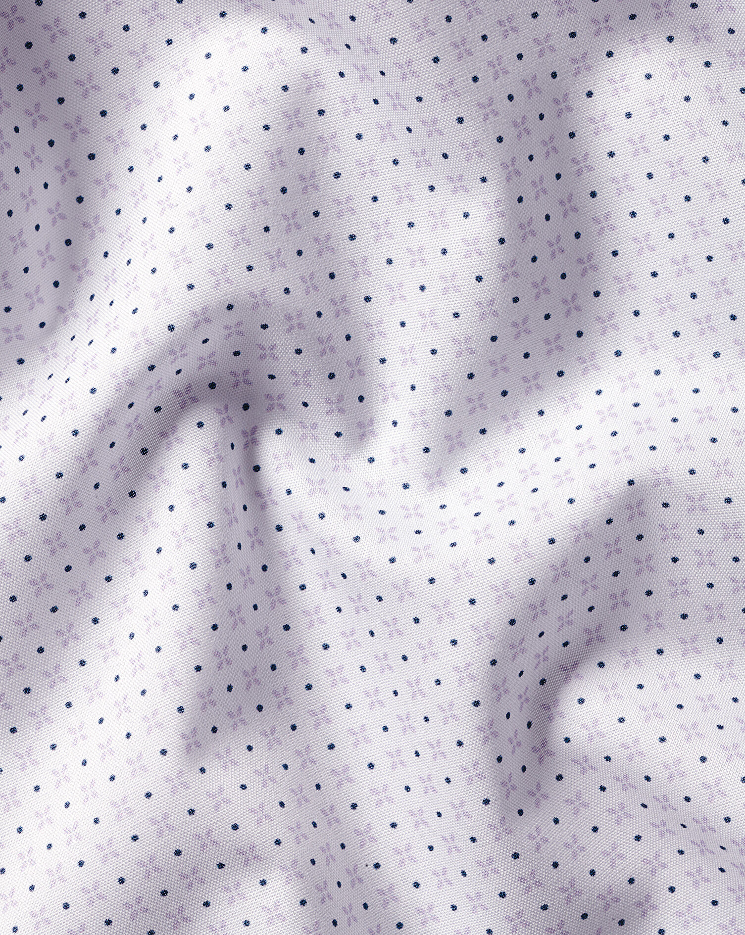 Semi-Spread Collar Non-Iron Stretch Poplin Geo Print Shirt - White & Lilac