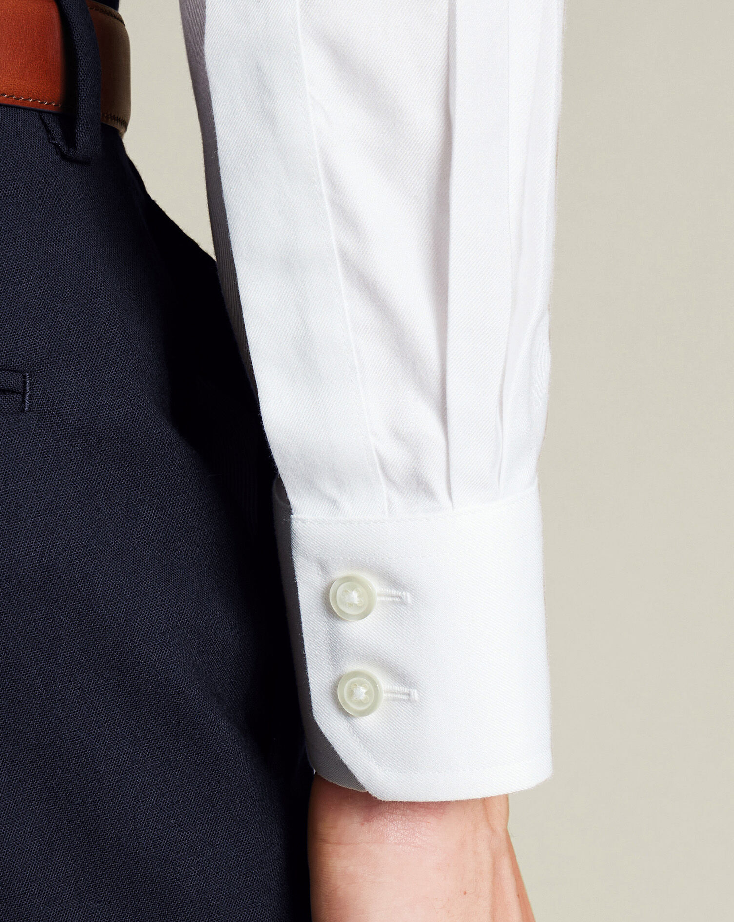 Spread Collar Non-Iron Twill Shirt - White
