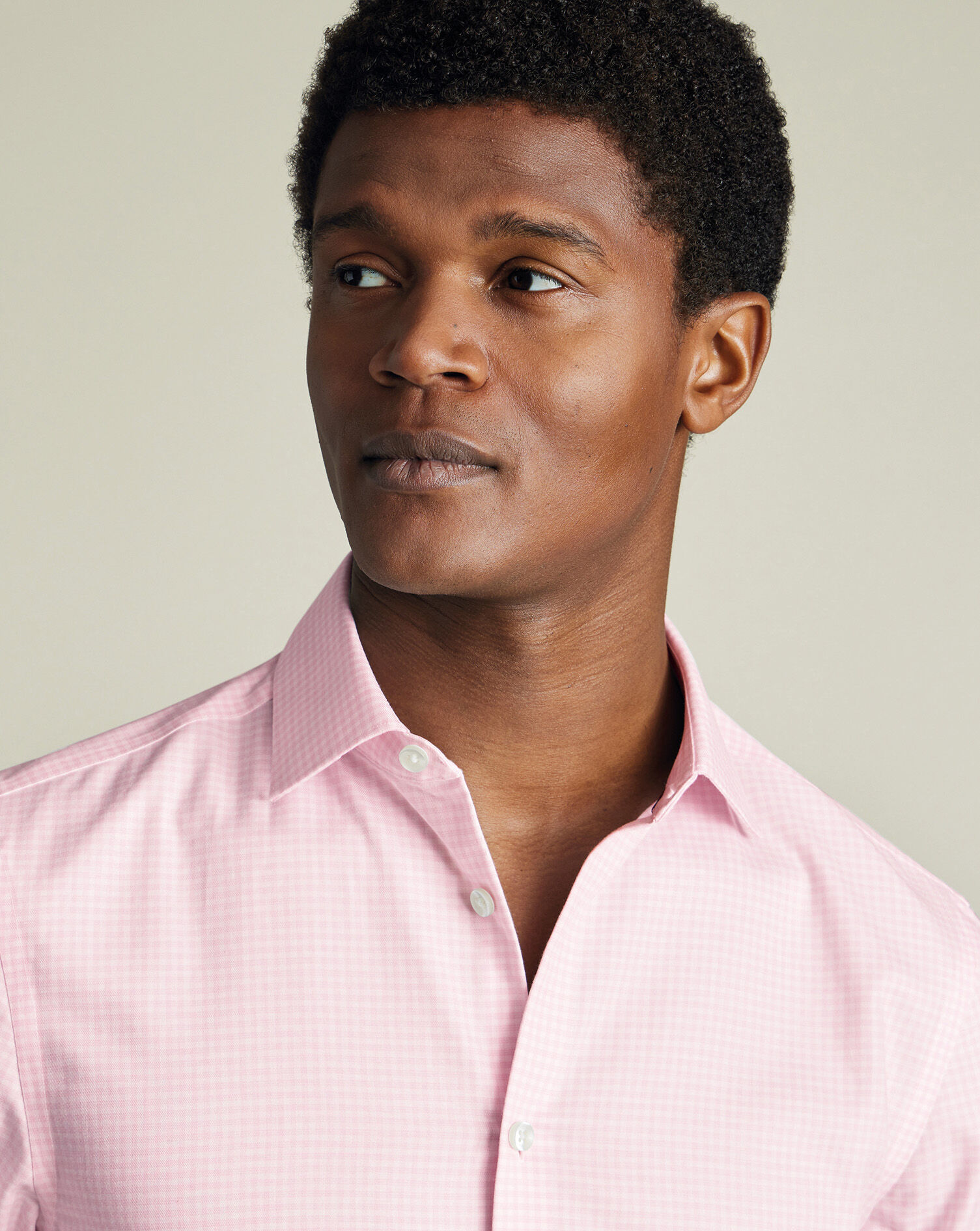 Non-Iron Cotton Linen Check Shirt - Pink
