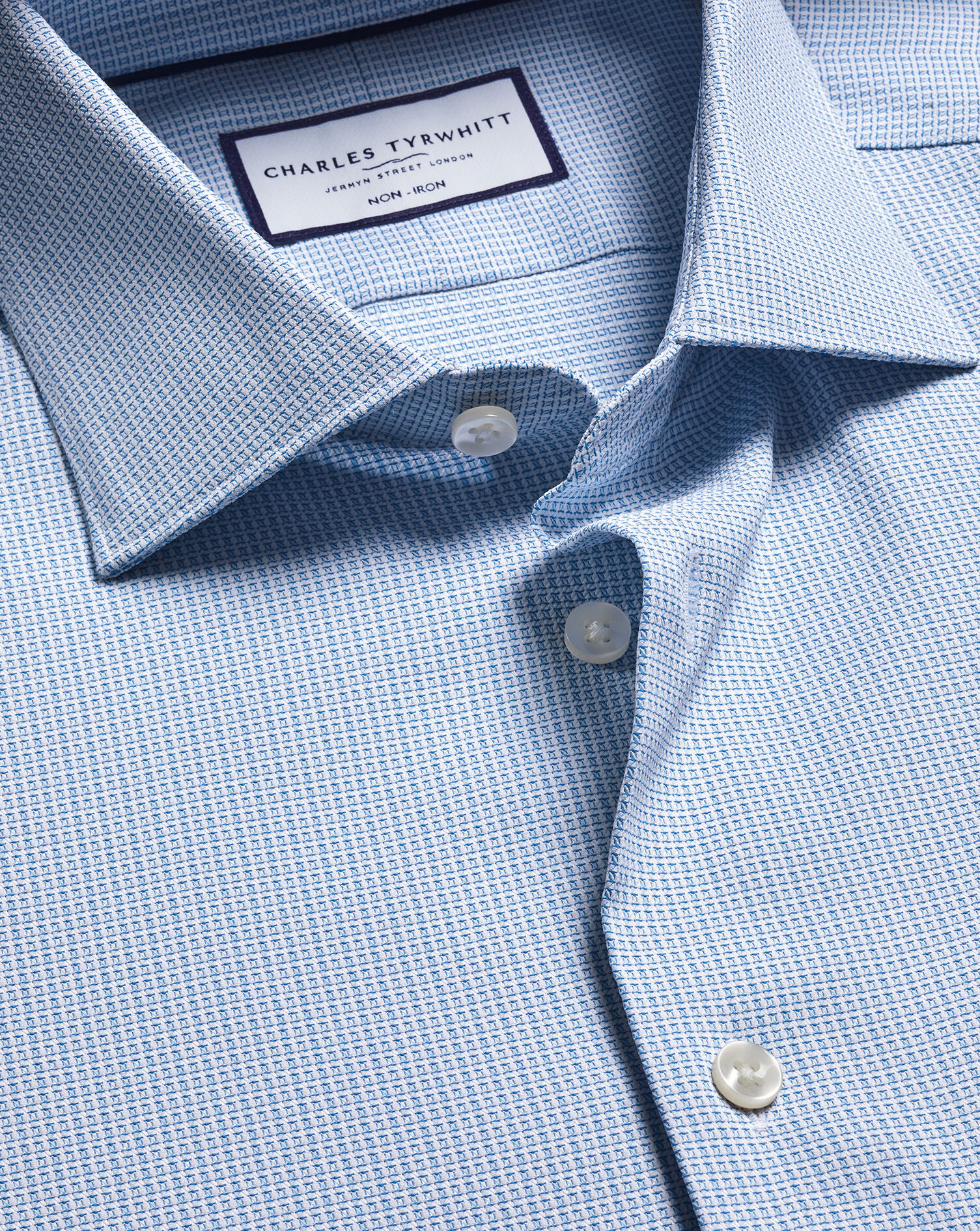 Non-Iron Performance Texture Shirt - Blue
