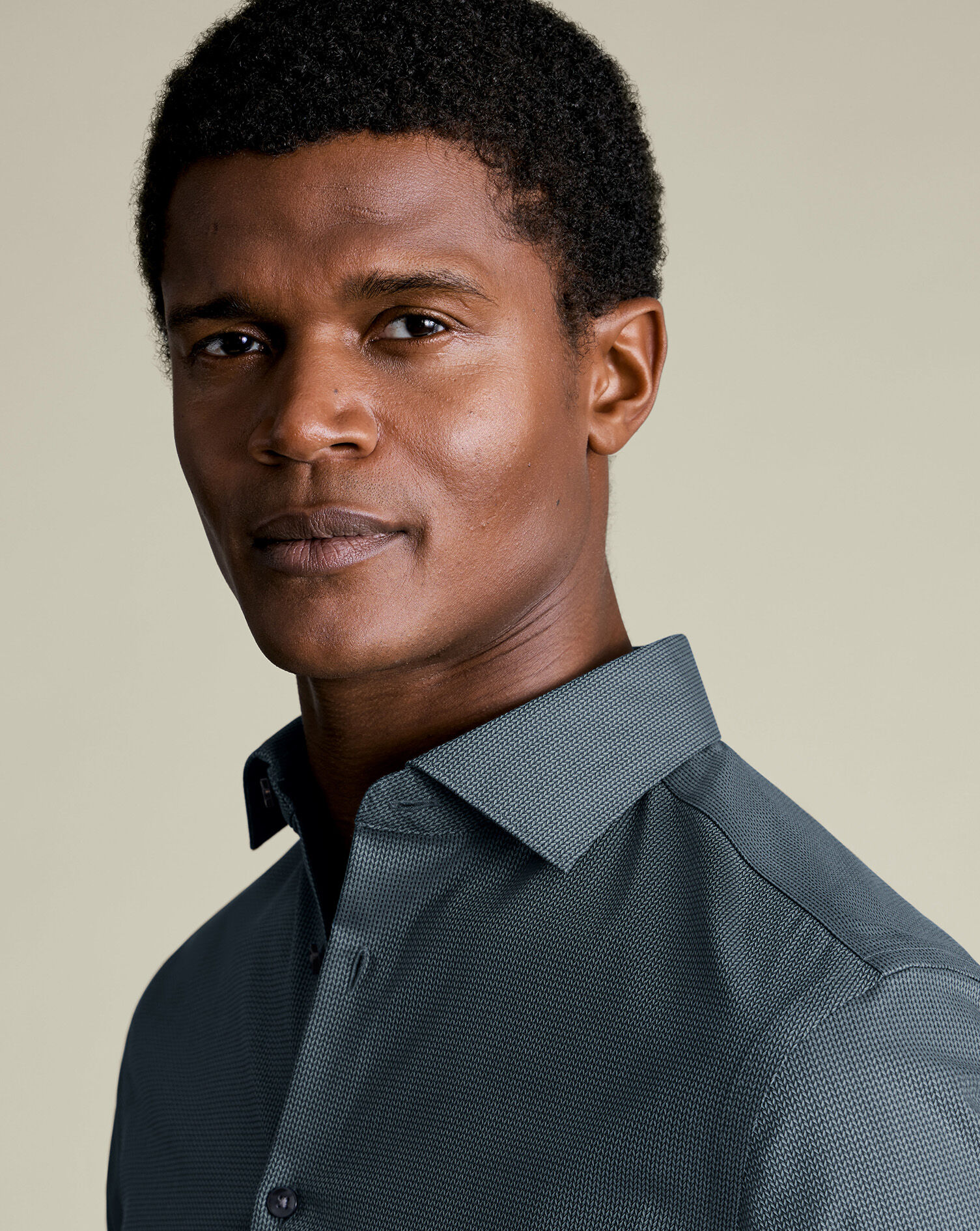 Non-Iron Stretch Chevron Texture Shirt - Teal