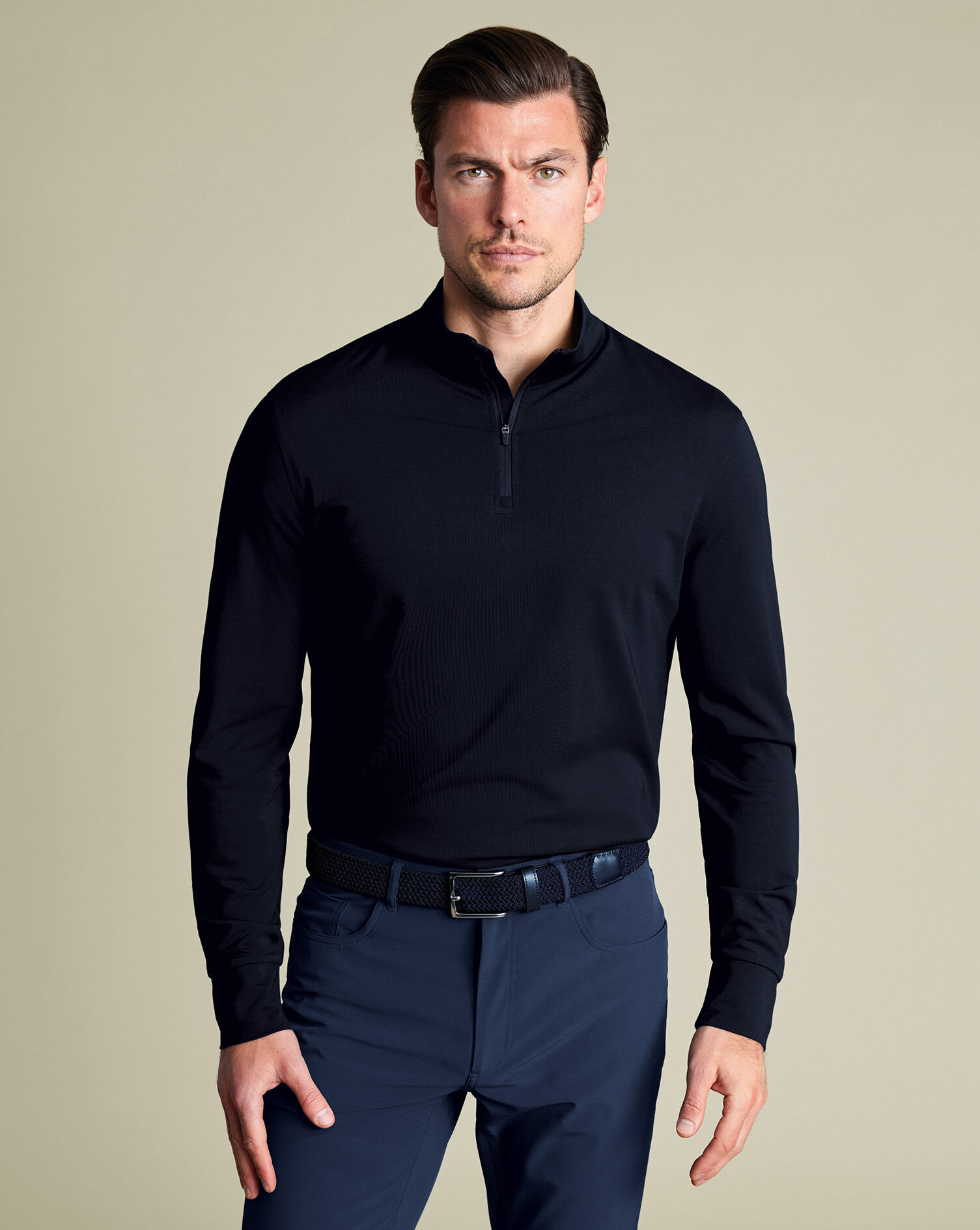Performance Zip Polo Shirt - Navy