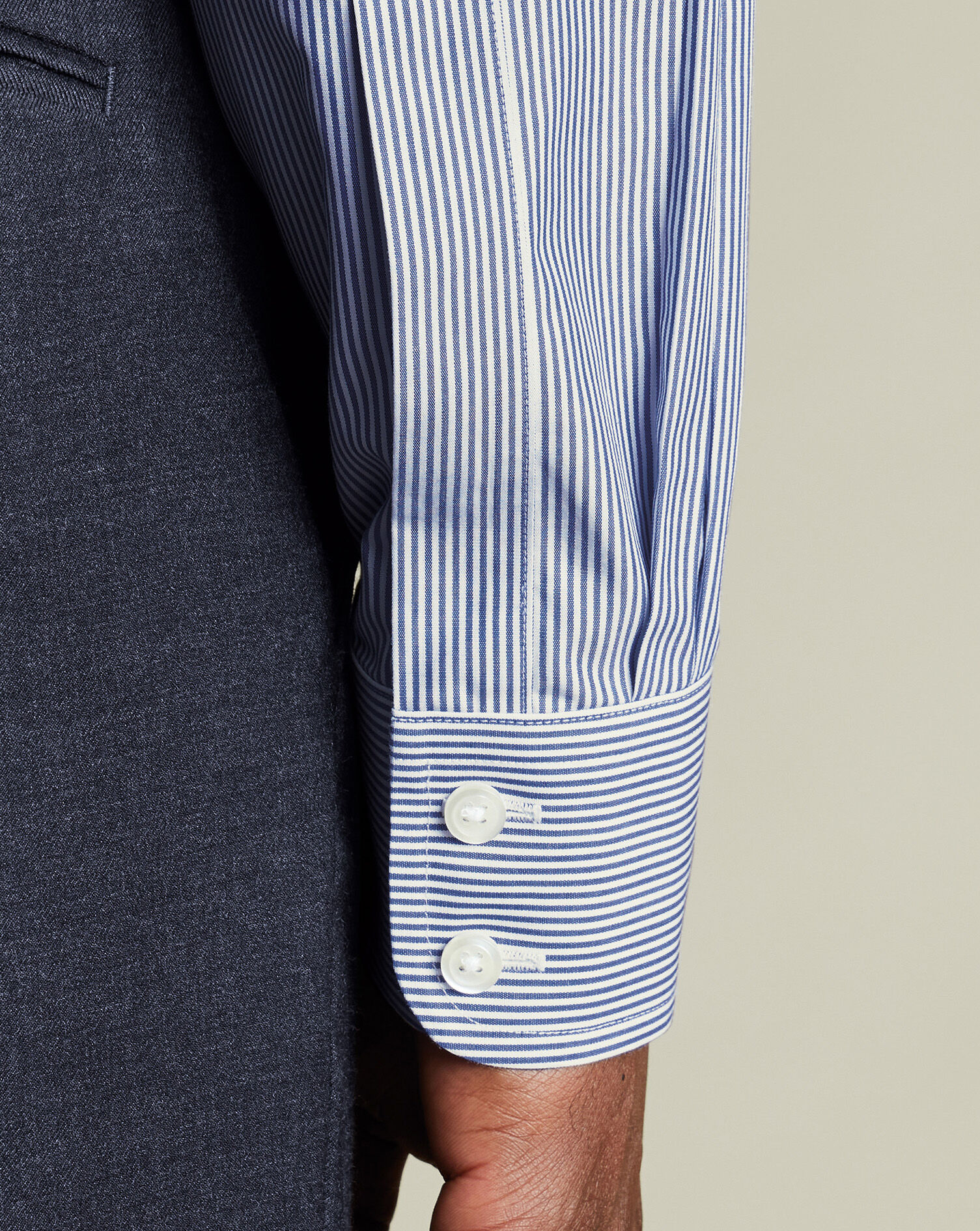 Non-Iron Poplin Bengal Stripe Shirt - Royal Blue