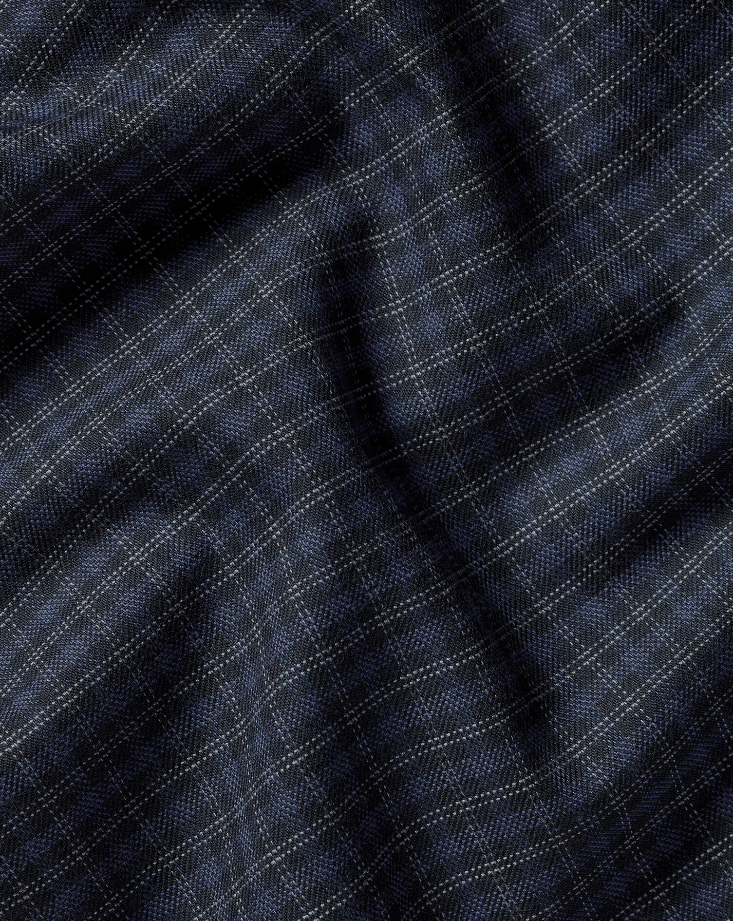 Brushed Cotton Twill Check Shirt - Dark Gray