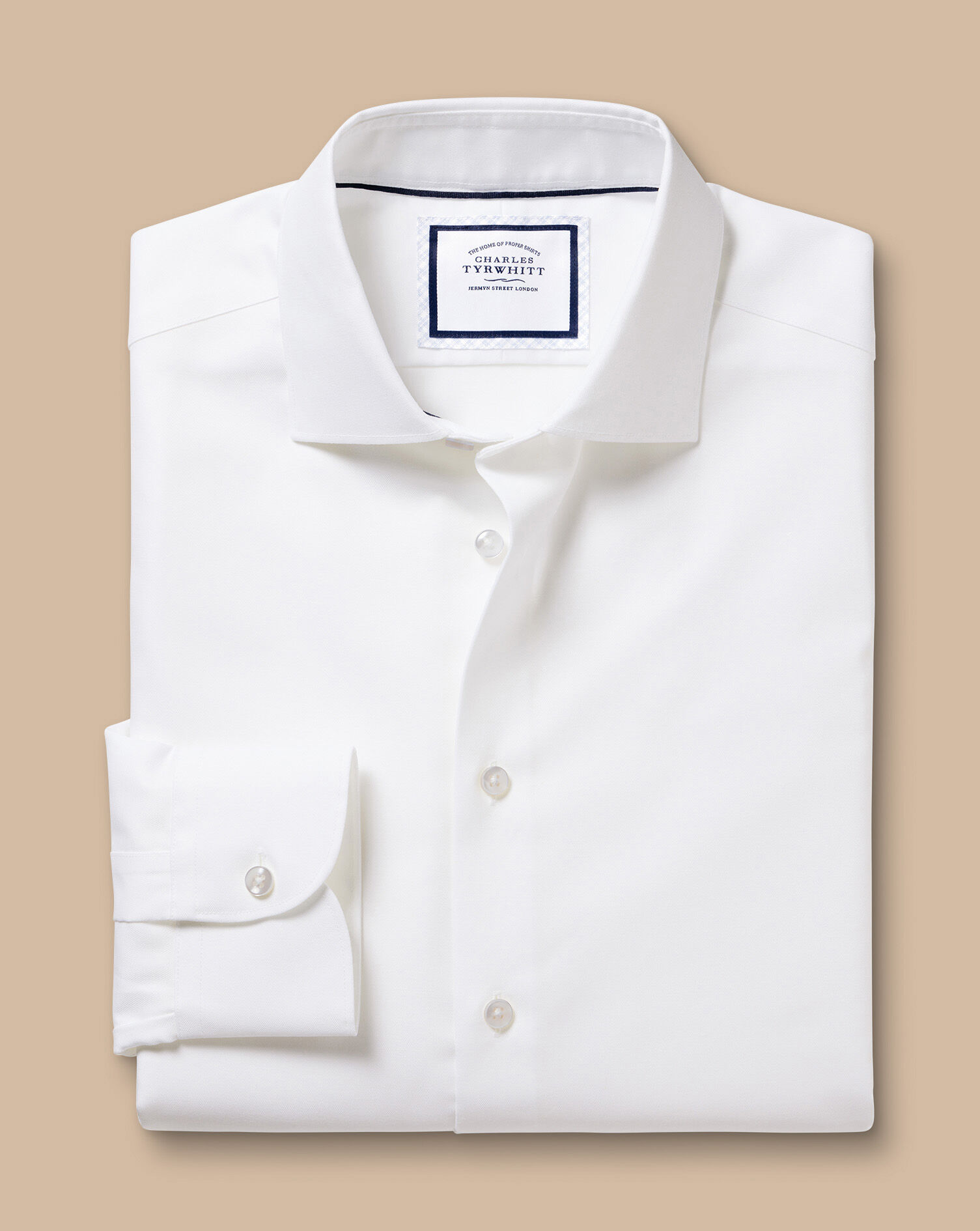 Semi-Spread Non-Iron Cotton Linen Shirt  - White