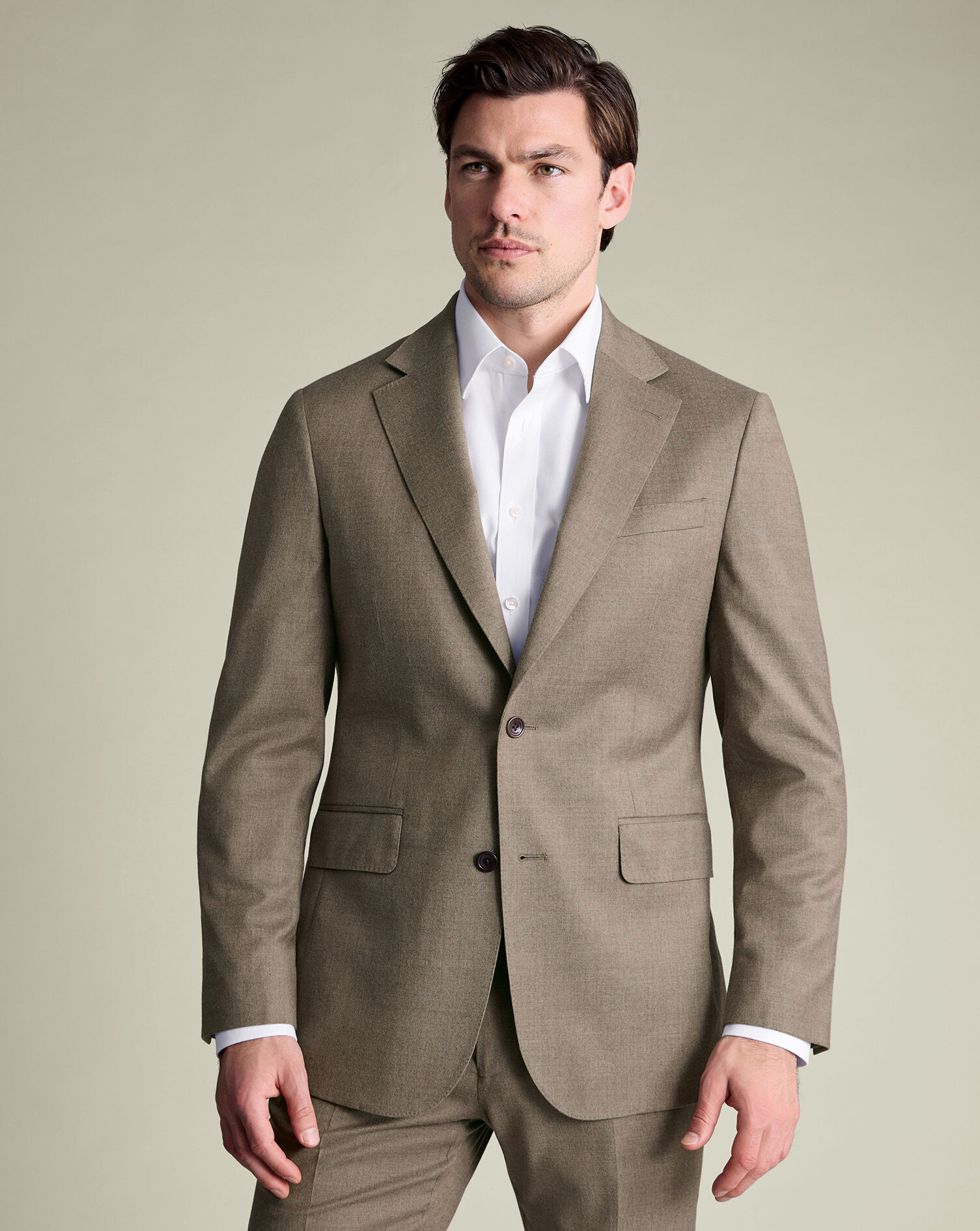 Italian Flannel Suit Jacket - Taupe