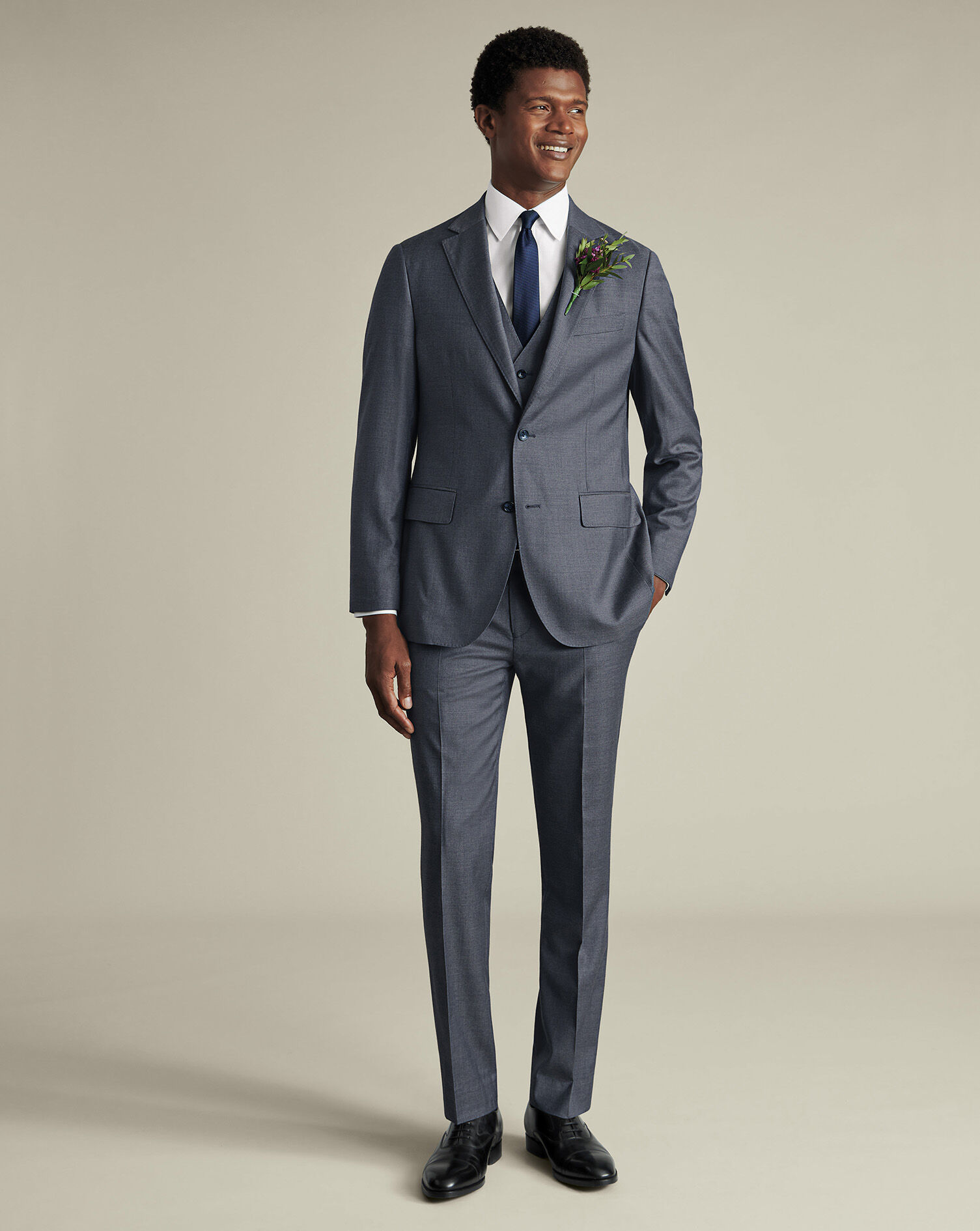 Natural Stretch Twill Suit - Airforce Blue